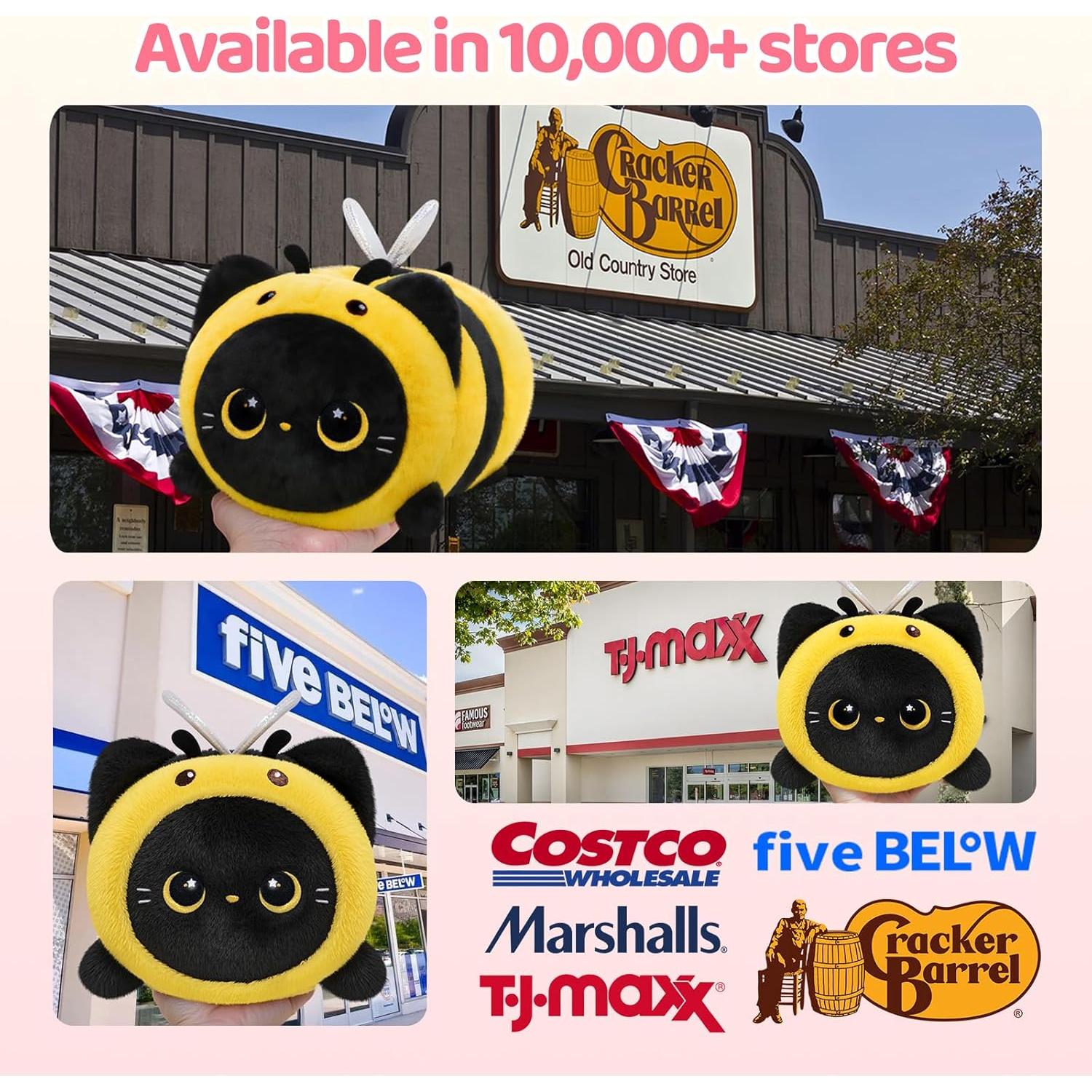 Almohada de Peluche Gato Negro Abeja Mewaii 20 cm Suave