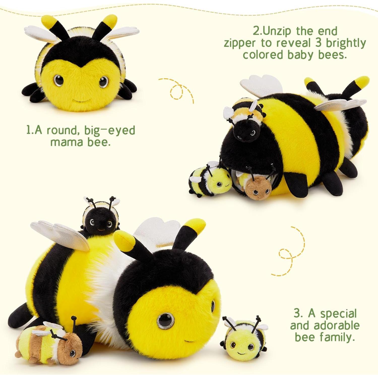Juguete de Peluche MorisMos Abeja 40 cm - Set de 4 Luminiscentes