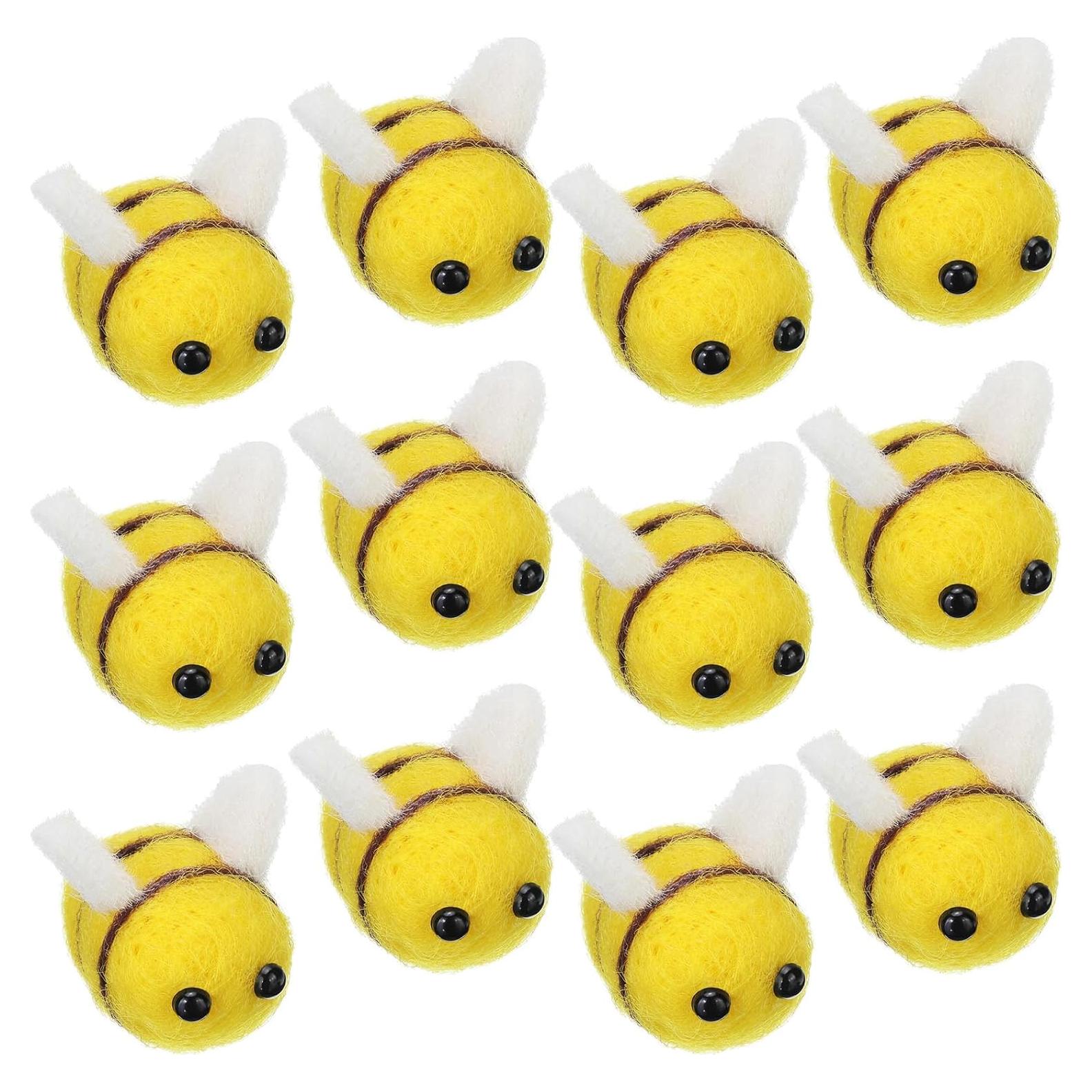 12 Mini Abejas de Fieltro de Lana Gejoy para Decoración DIY