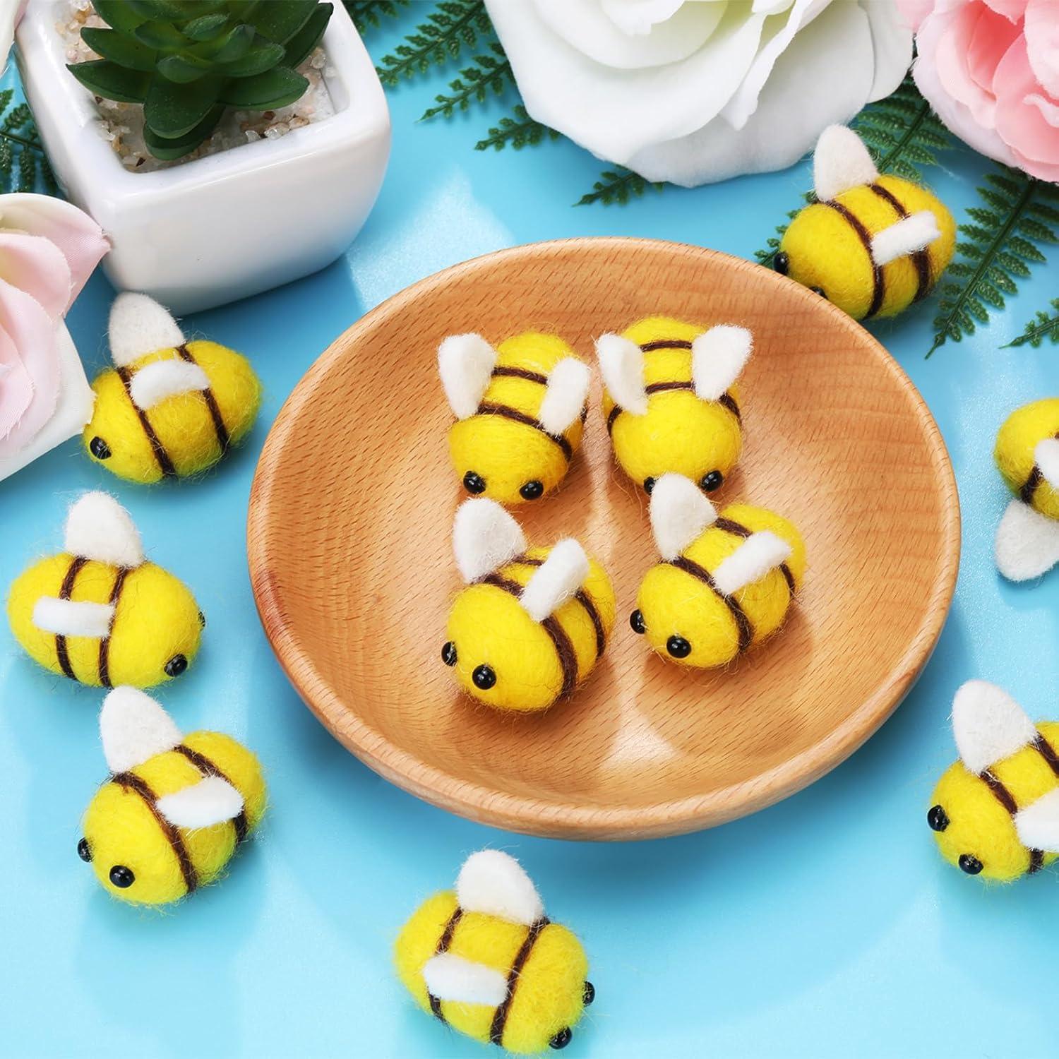 12 Mini Abejas de Fieltro de Lana Gejoy para Decoración DIY