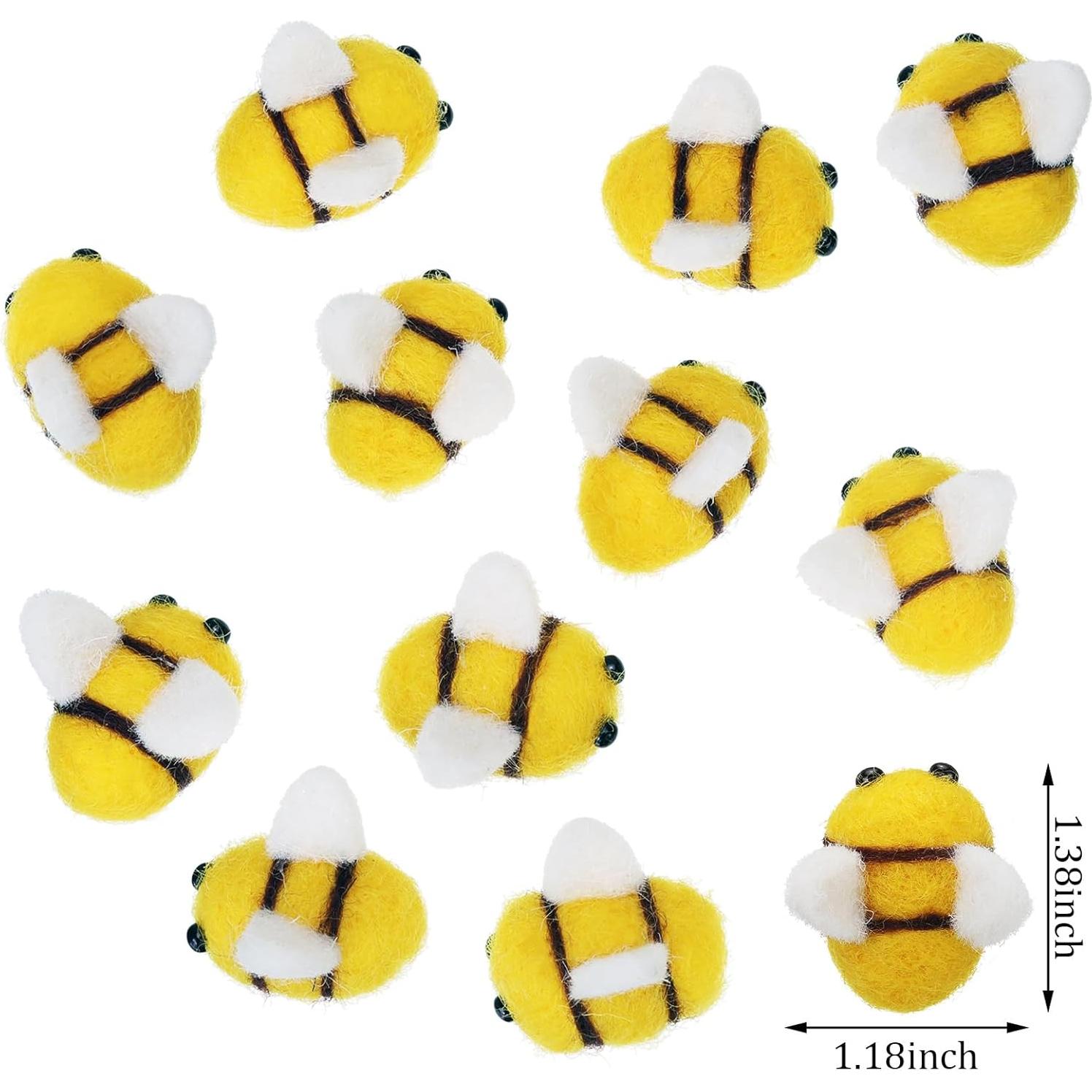 12 Mini Abejas de Fieltro de Lana Gejoy para Decoración DIY