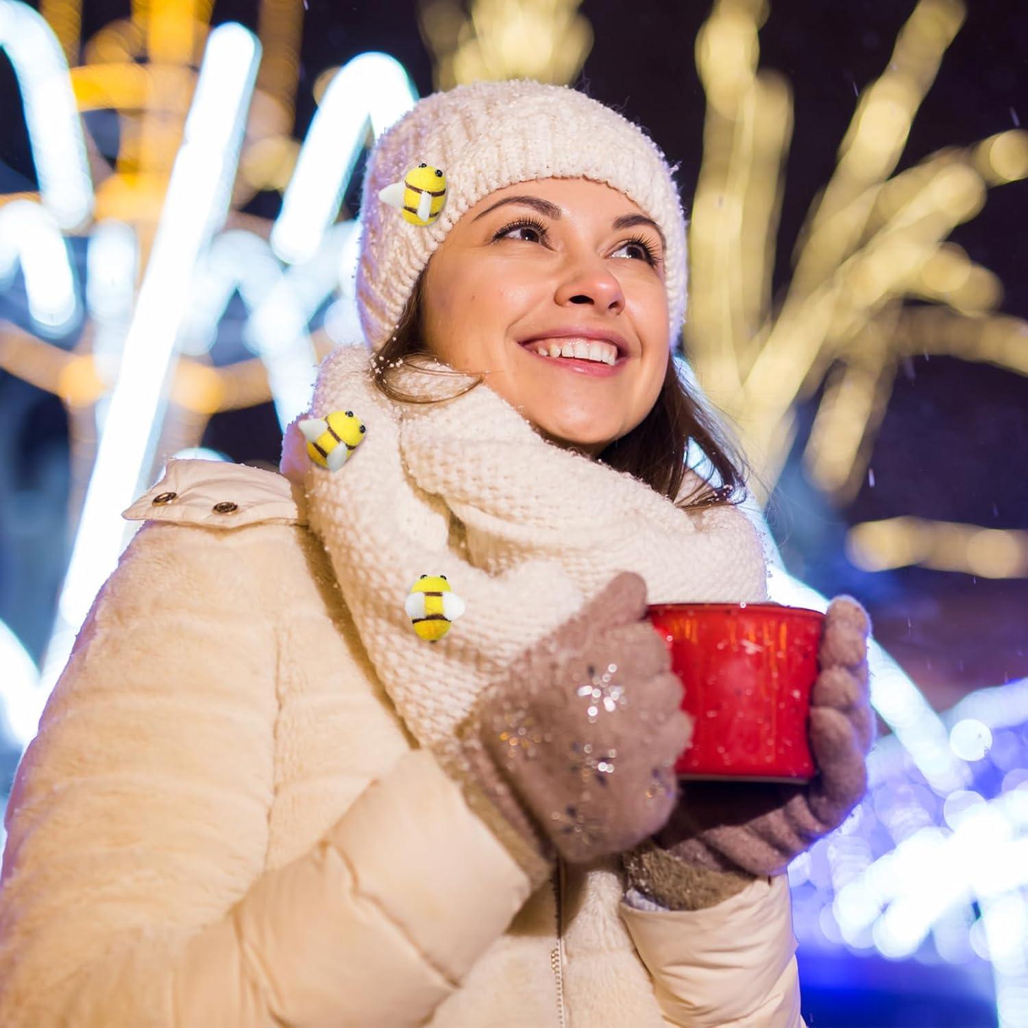 12 Mini Abejas de Fieltro de Lana Gejoy para Decoración DIY