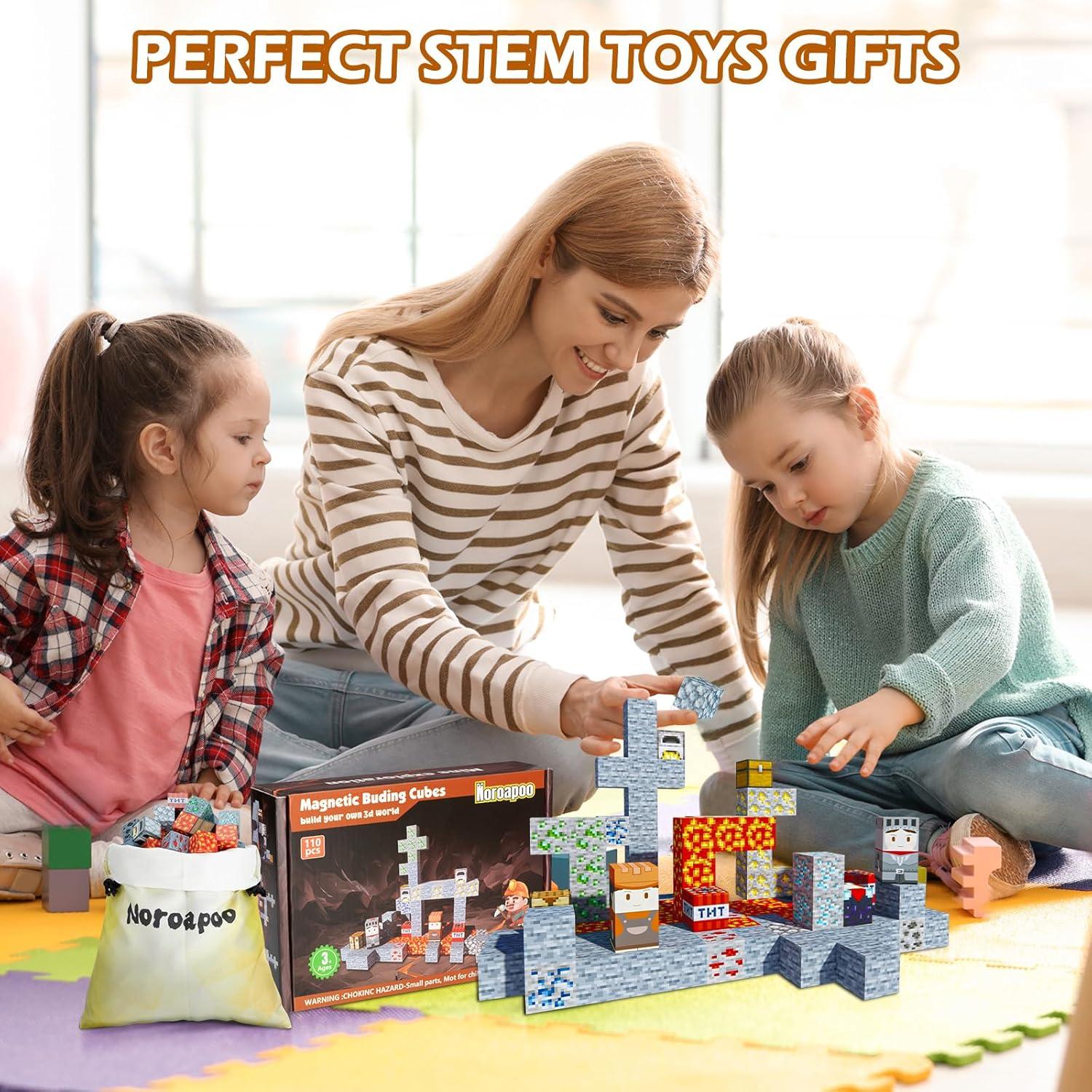 Bloques Magnéticos Noroapoo 110 Piezas 3D para Niños 3+ Años