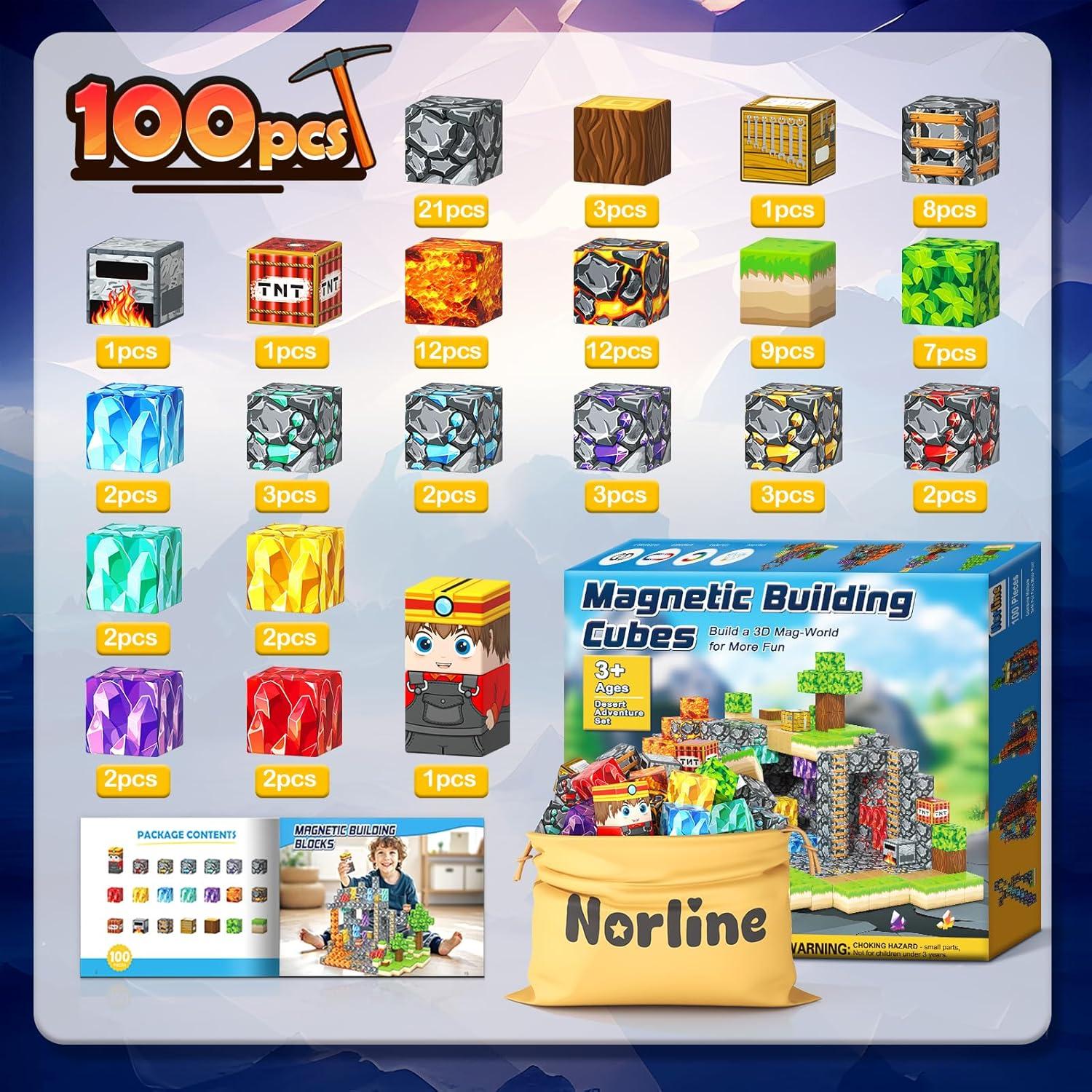 Bloques Magnéticos Norline 100PCS Aventura Cueva de Gemas