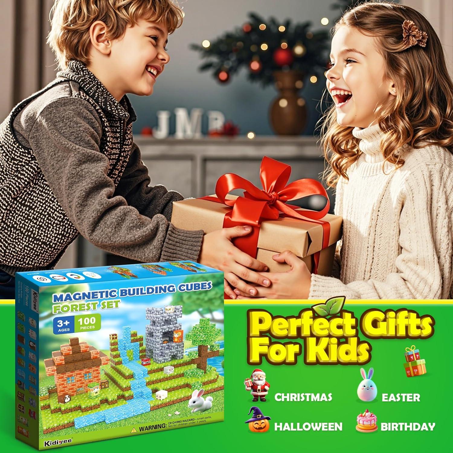 Set de Bloques Magnéticos Kidiyee 100PCS Bosque - Juguetes STEM