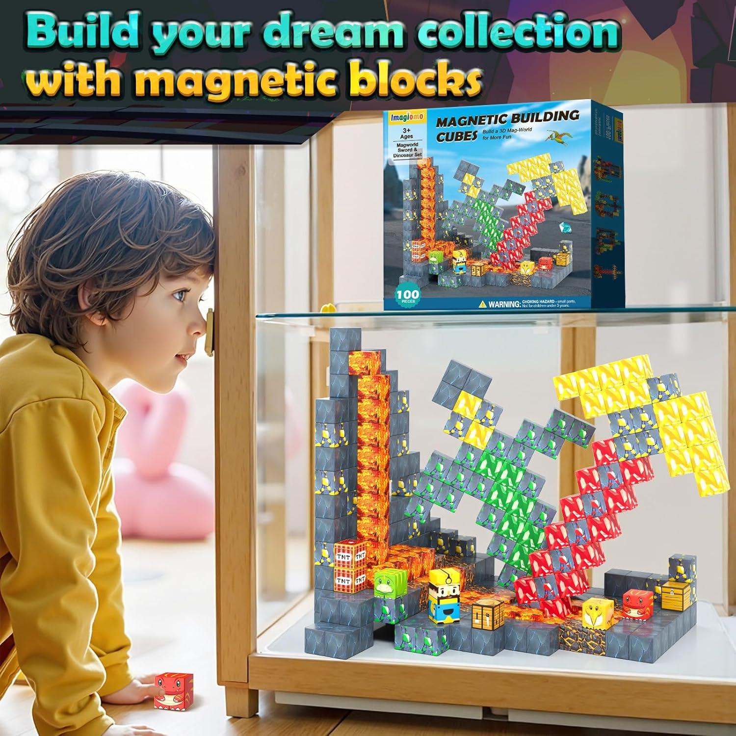 100 Piezas Juguetes Magnéticos Dinosaurios Imagiomo 3-8 Años