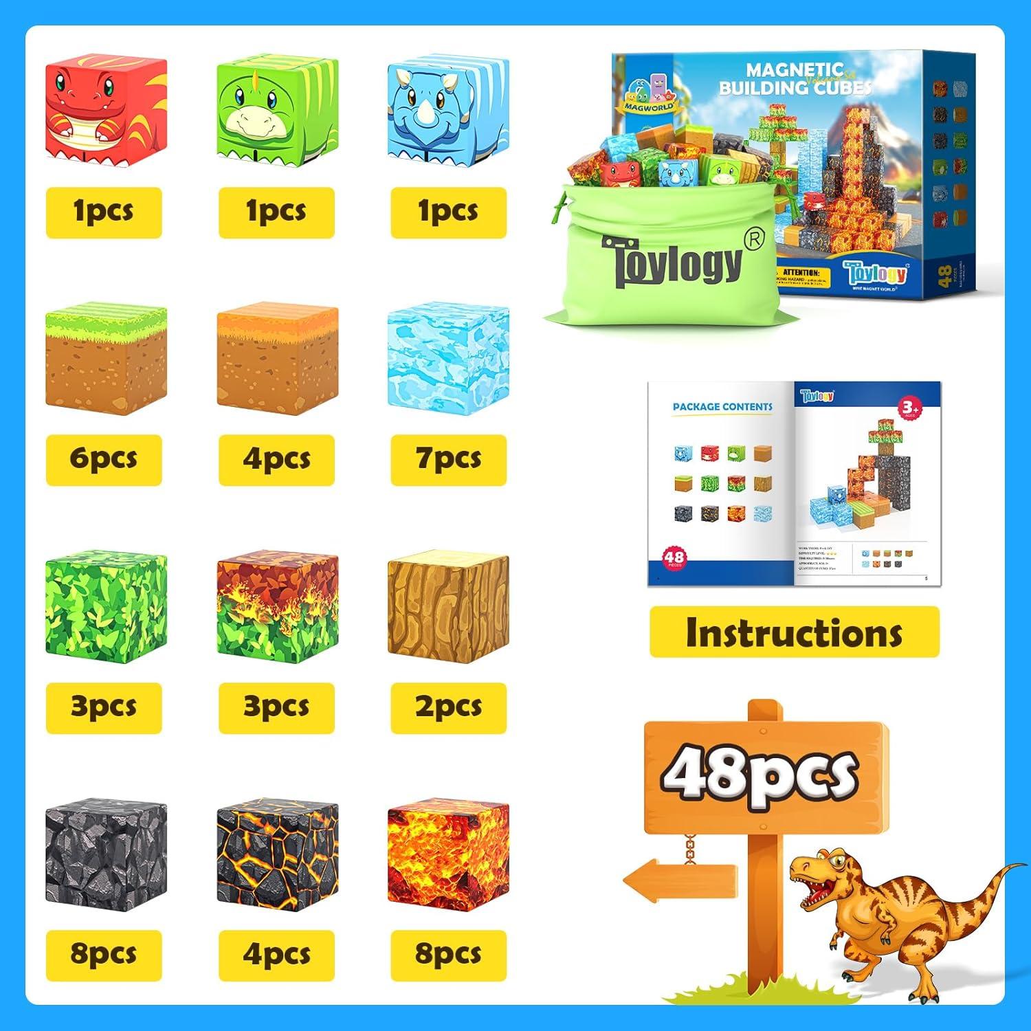 Bloques Magnéticos Toylogy Mundo Dino 3-8 años Construcción