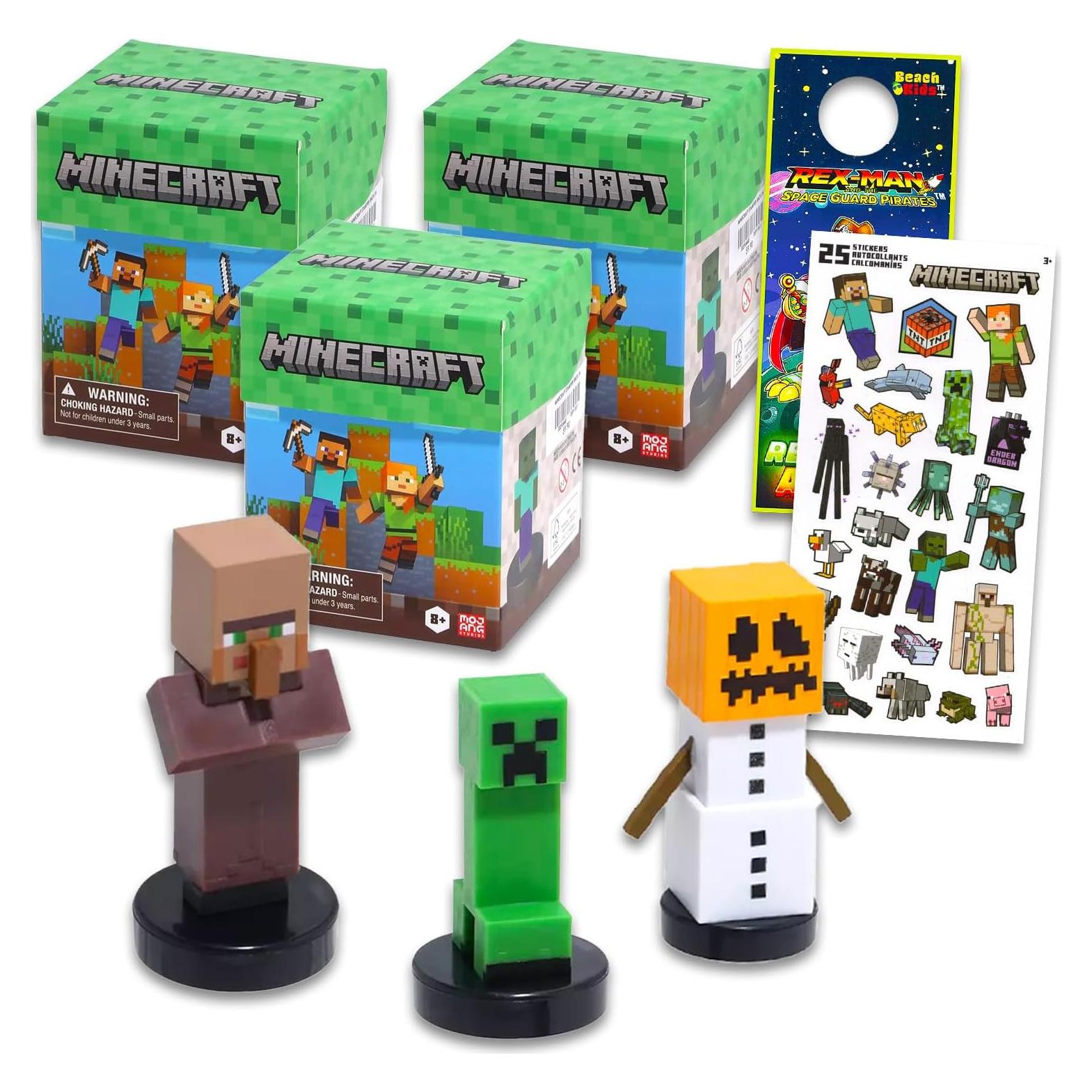 Conjunto de Cajas Sorpresa Minecraft - 3 Mini Figuras y Stickers