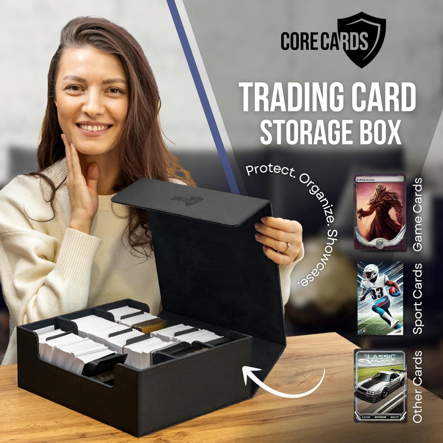 Caja de Almacenamiento para Cartas Core Cards - 1800+ Cartas, Cierre Magnético, 10 Divisores, 100 Fundas