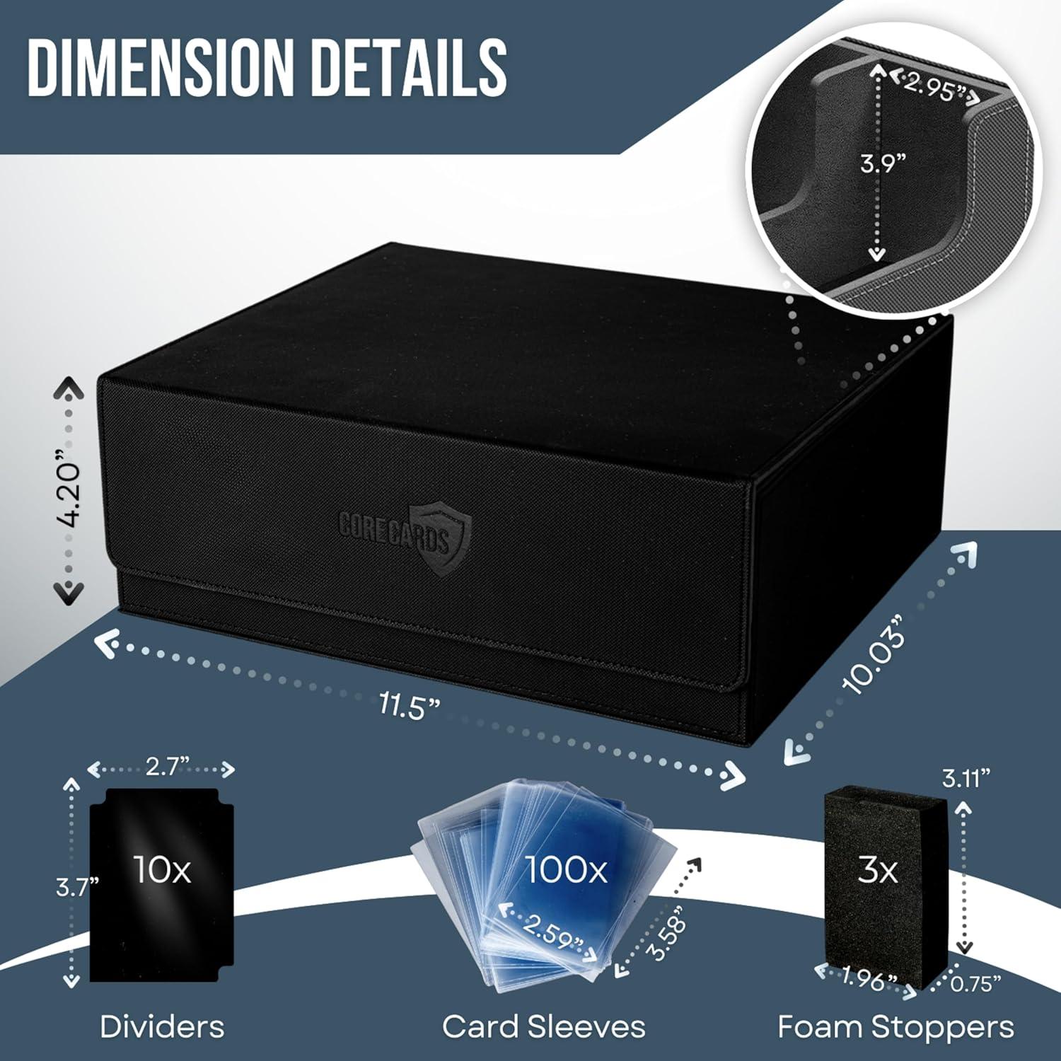 Caja de Almacenamiento para Cartas Core Cards - 1800+ Cartas, Cierre Magnético, 10 Divisores, 100 Fundas