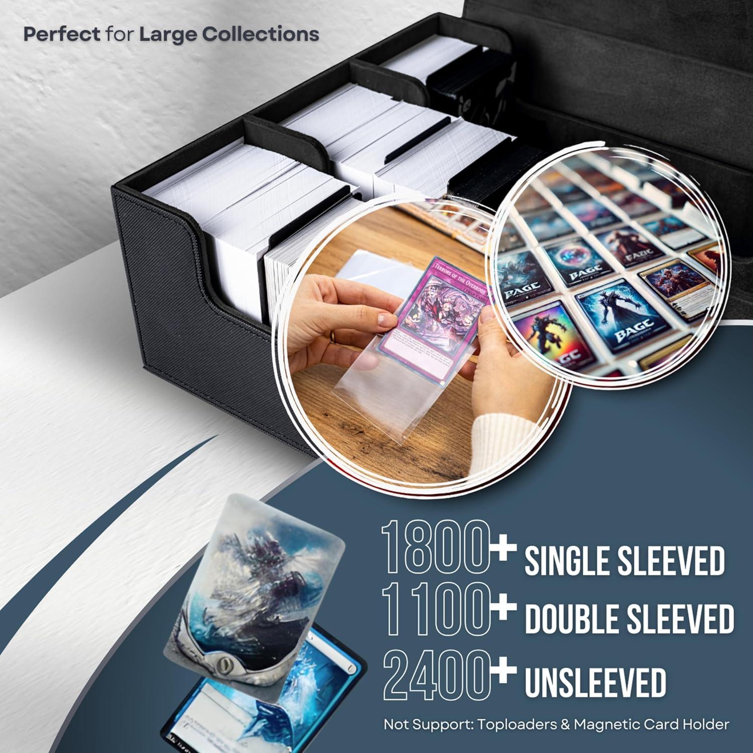 Caja de Almacenamiento para Cartas Core Cards - 1800+ Cartas, Cierre Magnético, 10 Divisores, 100 Fundas