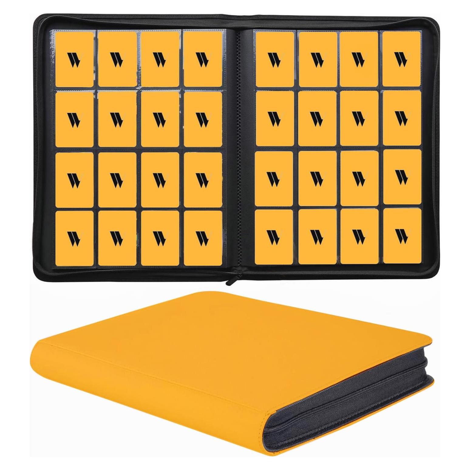 Carpeta de Tarjetas WUTONMU Amarilla 16 Bolsillos Doble Cara