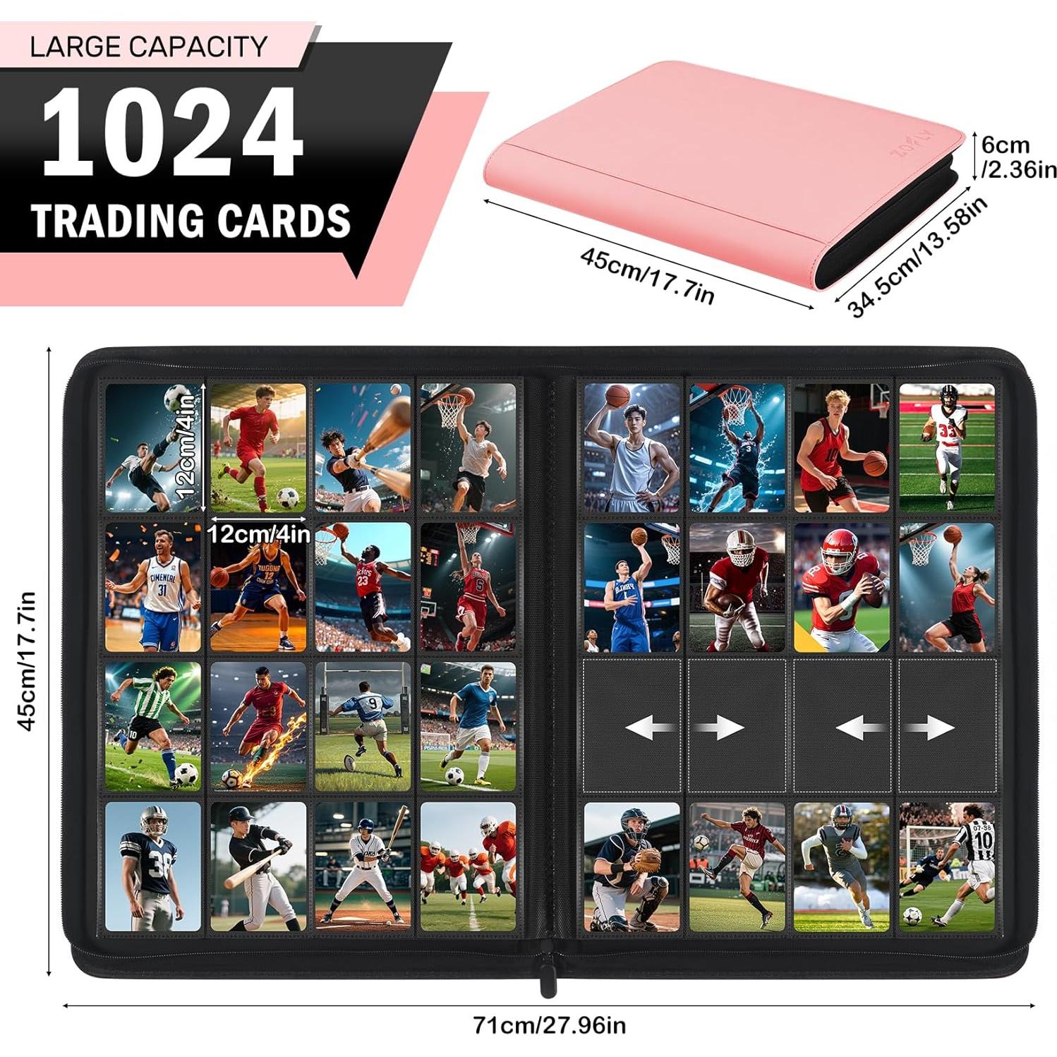 Carpeta de Cartas Zofly Rosa 16 Bolsillos 1024 Cartas