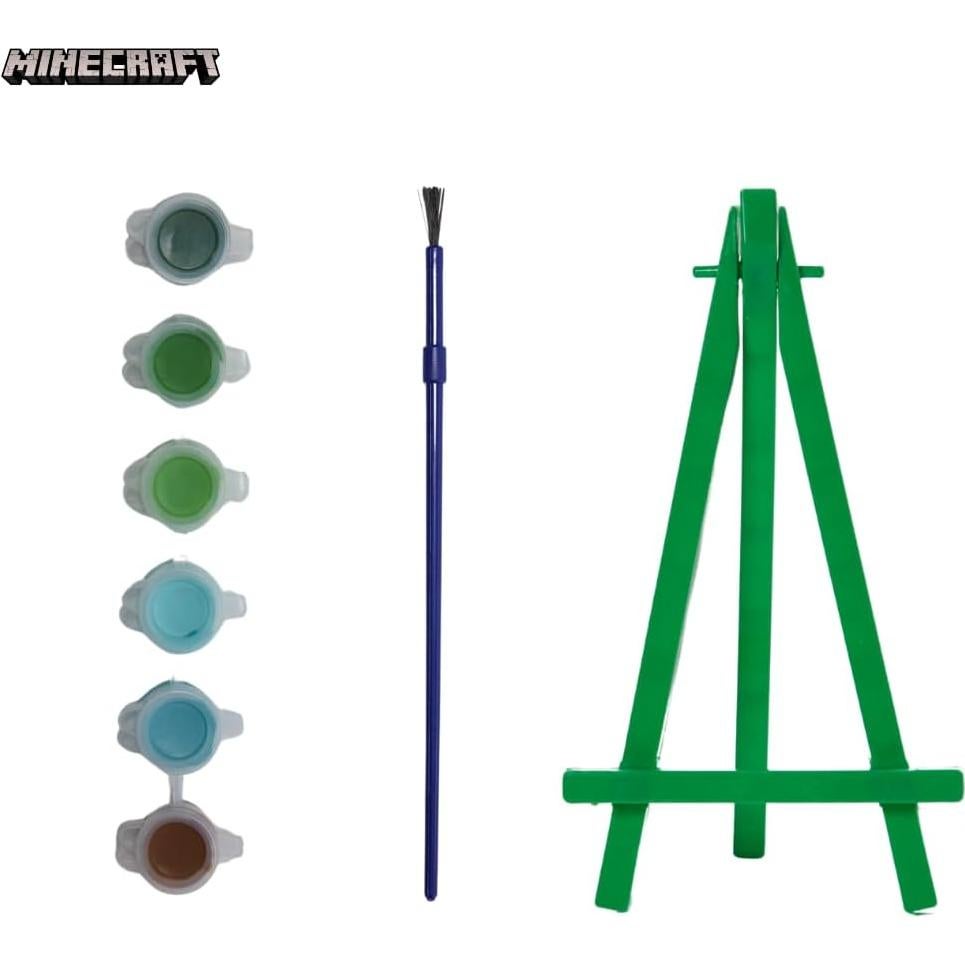 Juego de Pintura Acrílica Minecraft para Niños - 3 Lienzos, Caballete y Pincel