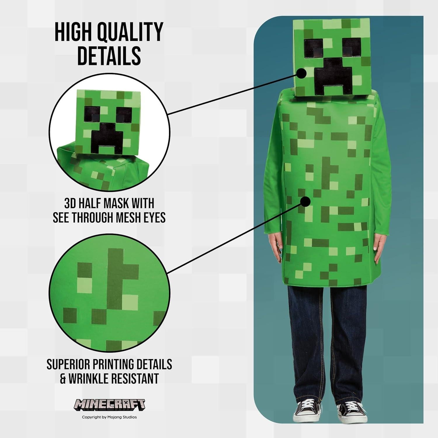 Disfraz Creeper Minecraft Disguise para Niños 4-6 Años