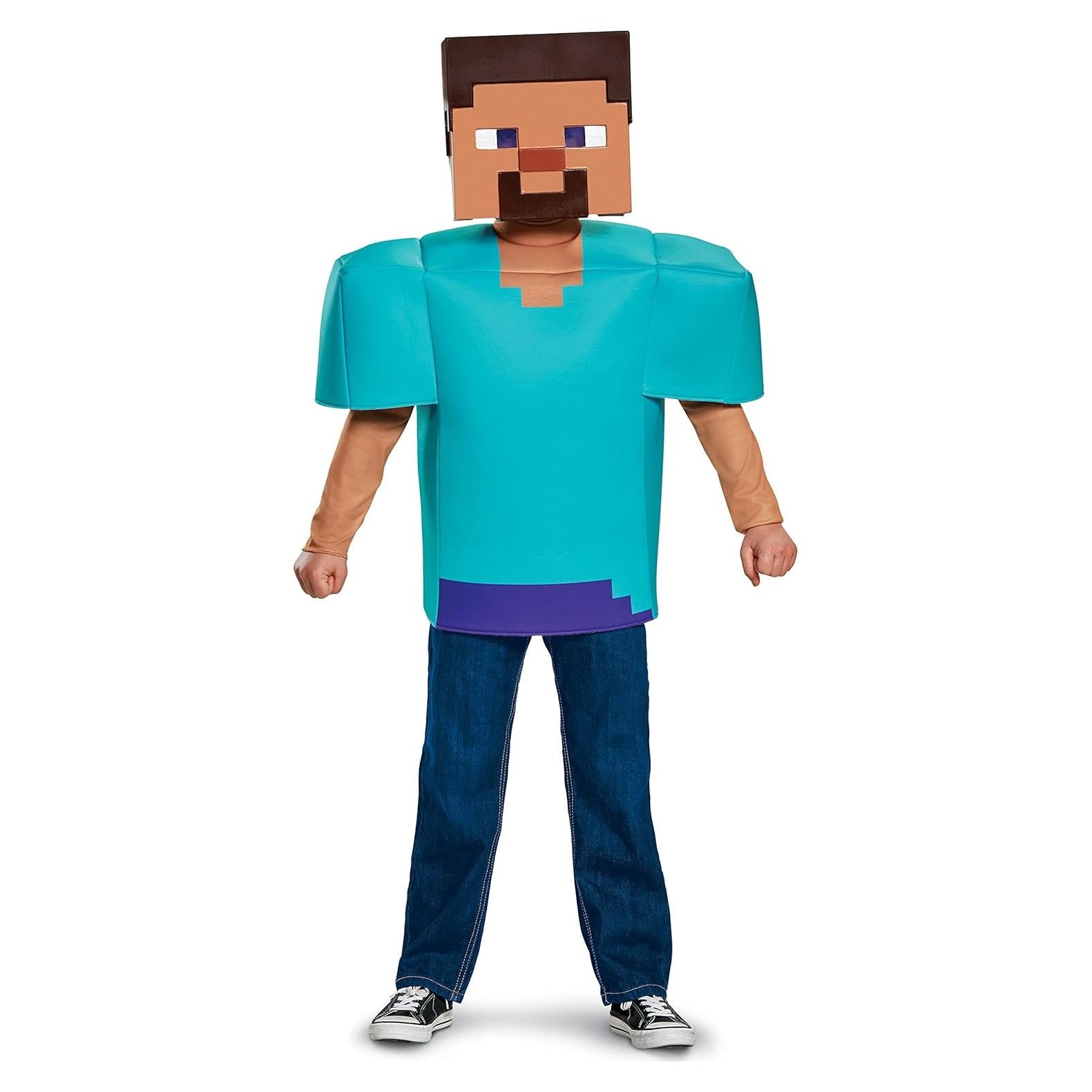 Disfraz Clásico de Steve Minecraft para Niños, Mediano 7-8 Años