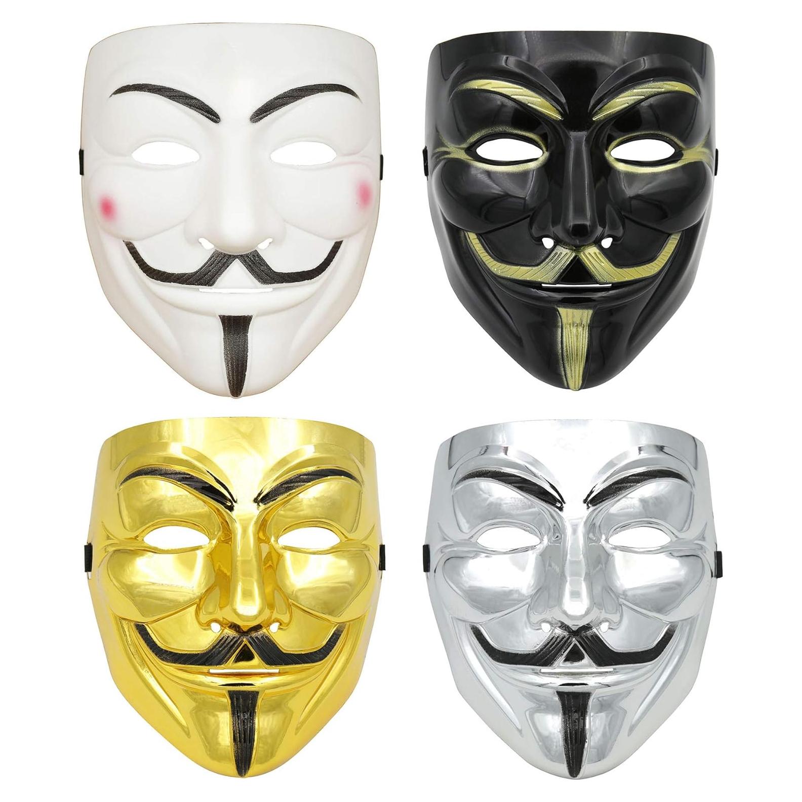 Paquete de 4 Máscaras Anónimas DukeTea para Niños y Adultos