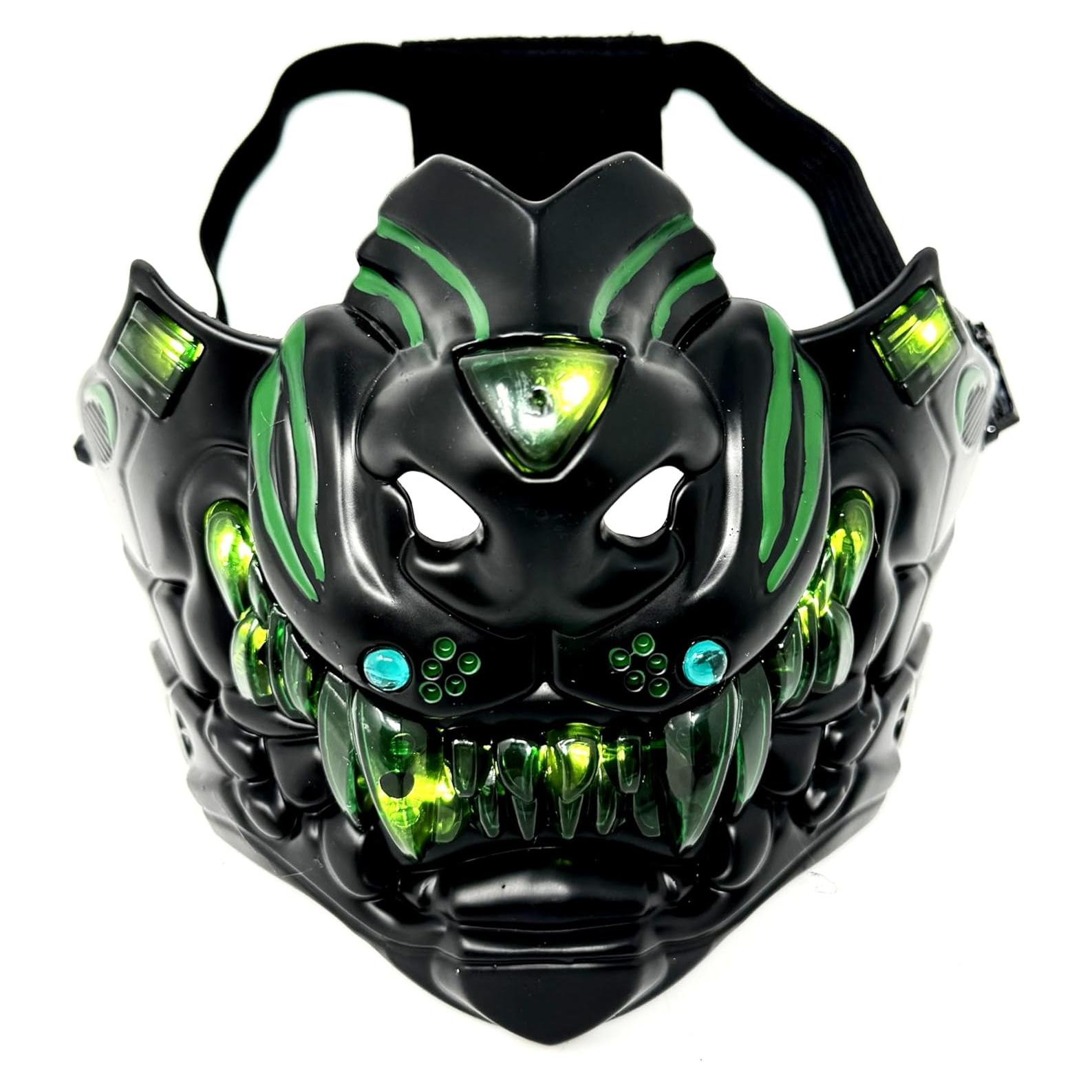 Máscara de medio rostro steampunk verde para disfraz