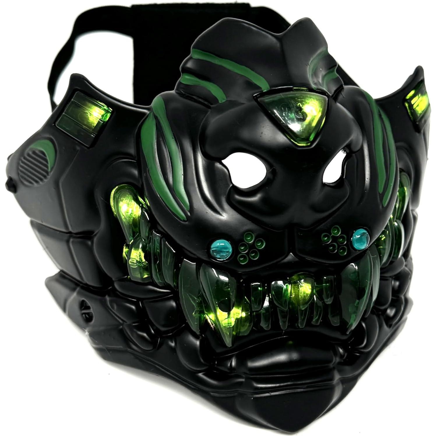 Máscara de medio rostro steampunk verde para disfraz