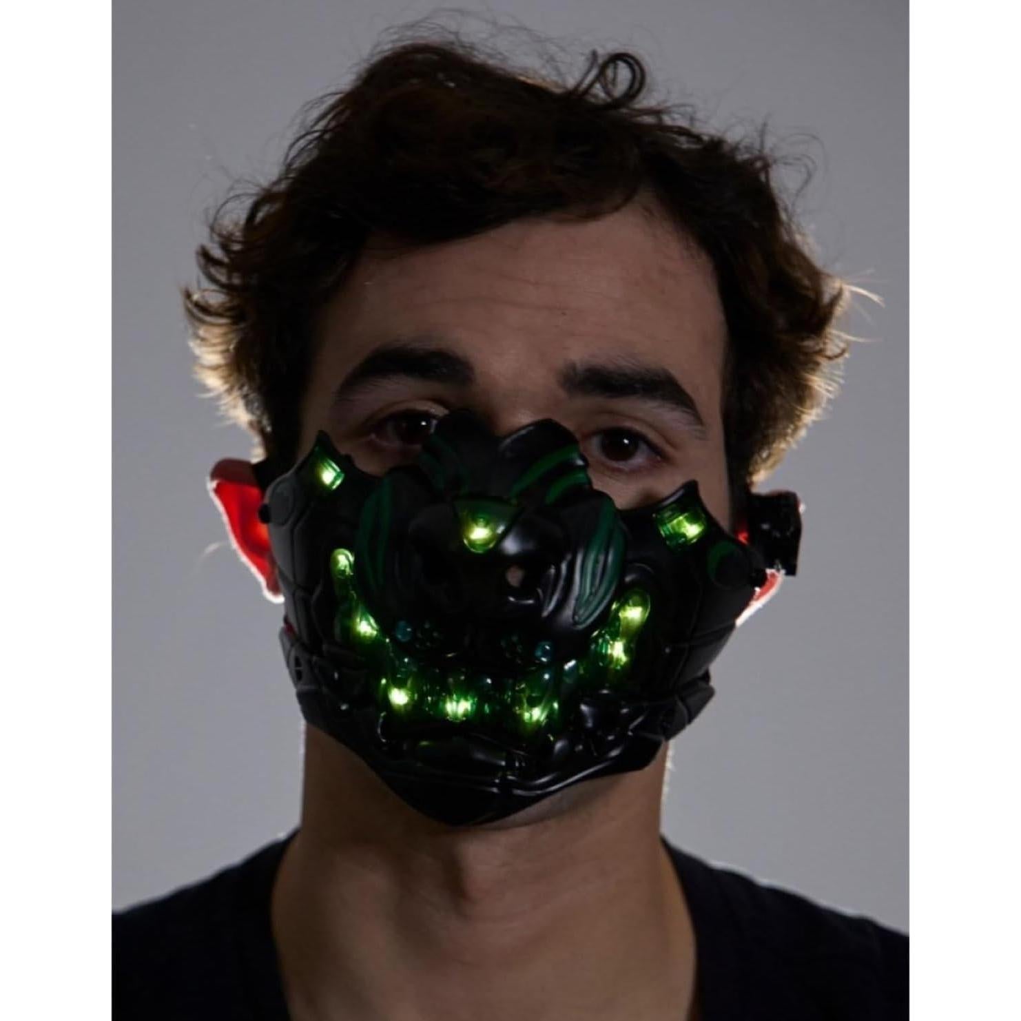 Máscara de medio rostro steampunk verde para disfraz