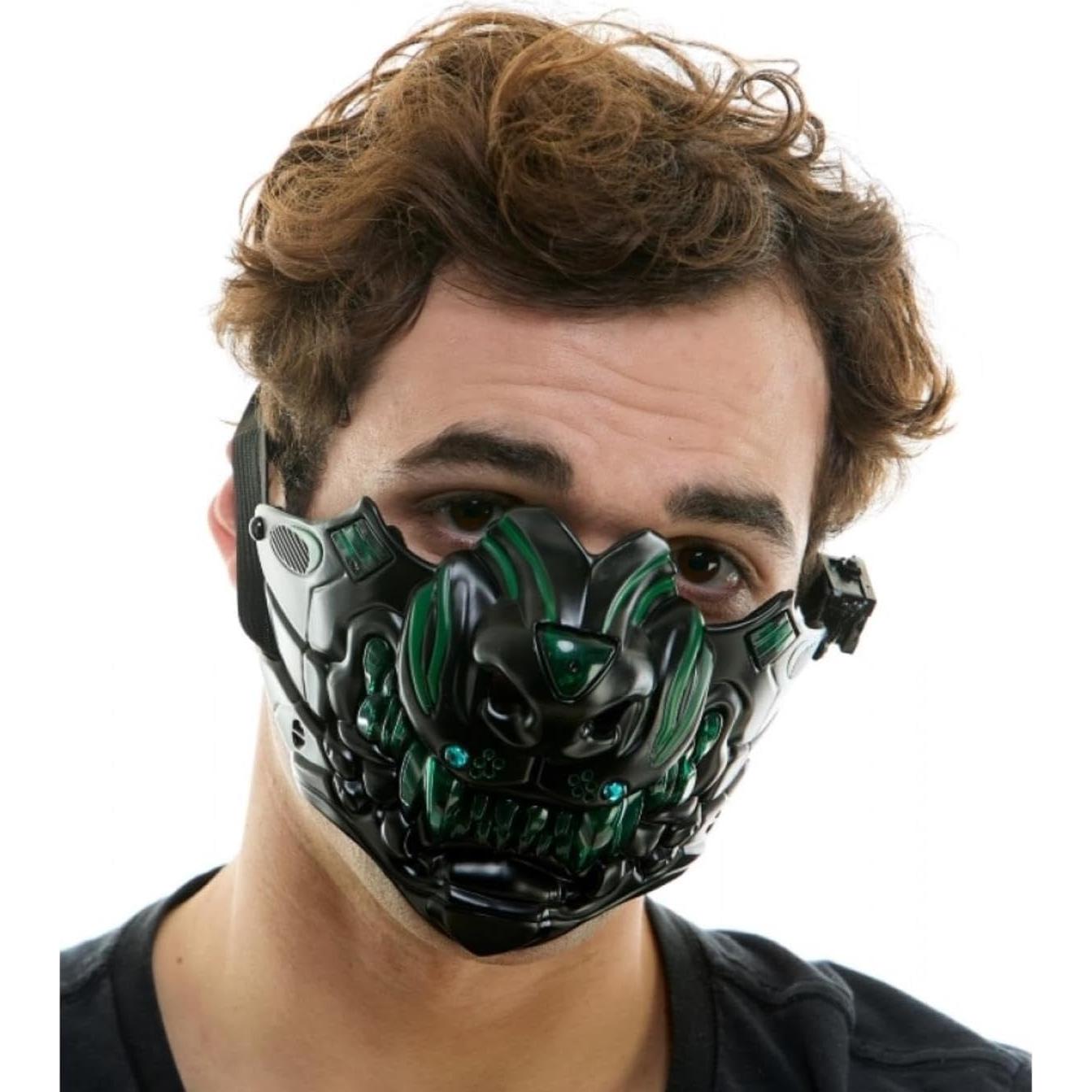 Máscara de medio rostro steampunk verde para disfraz