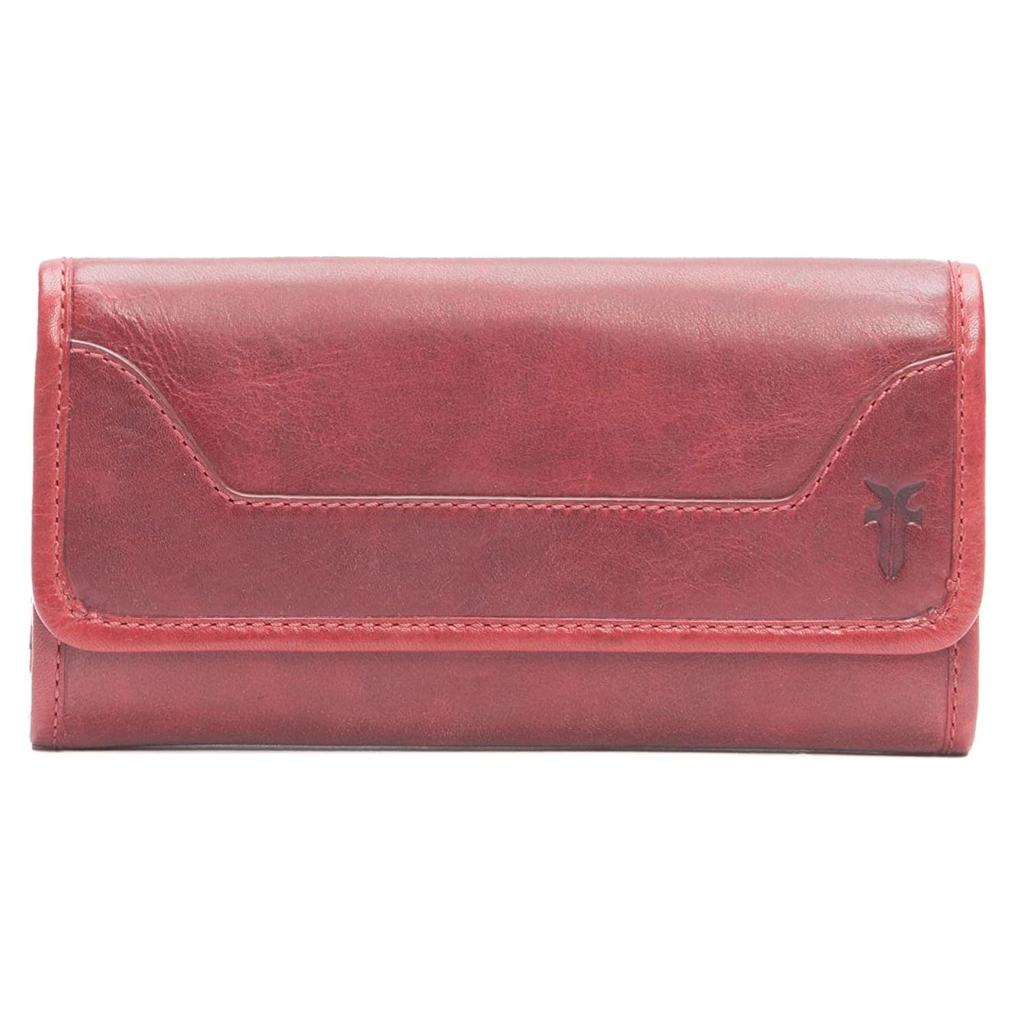 Cartera Frye Melissa de Cuero Burdeos con 13 Ranuras