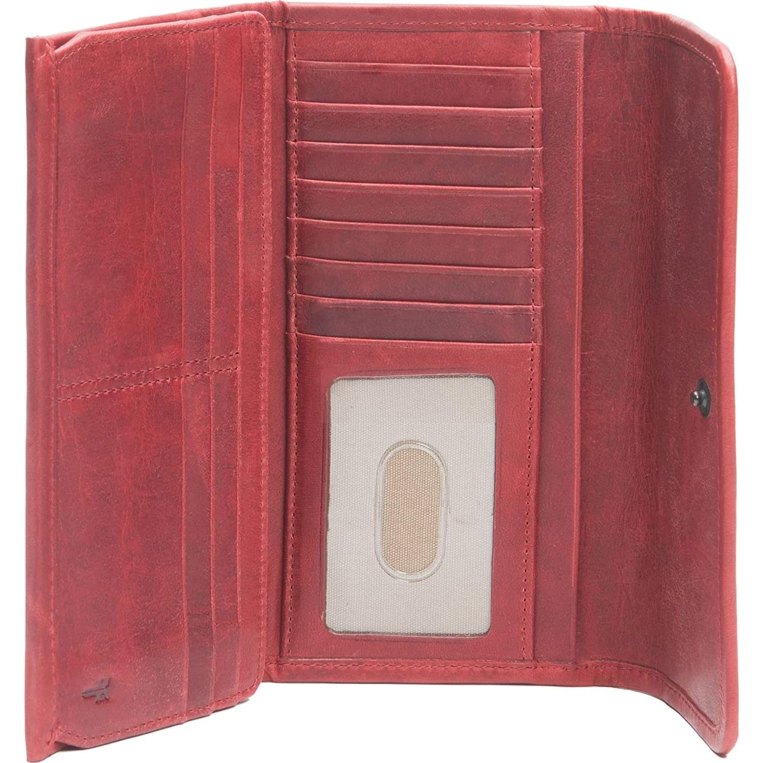 Cartera Frye Melissa de Cuero Burdeos con 13 Ranuras