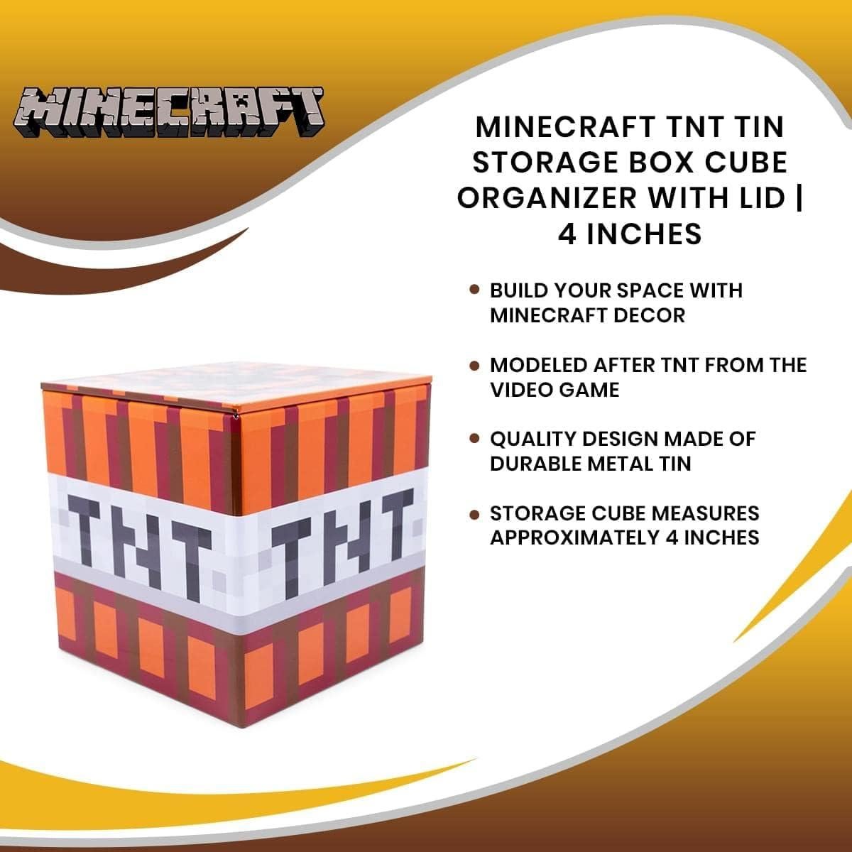 Caja de Almacenamiento Minecraft TNT 10.16 cm Metal Organizador