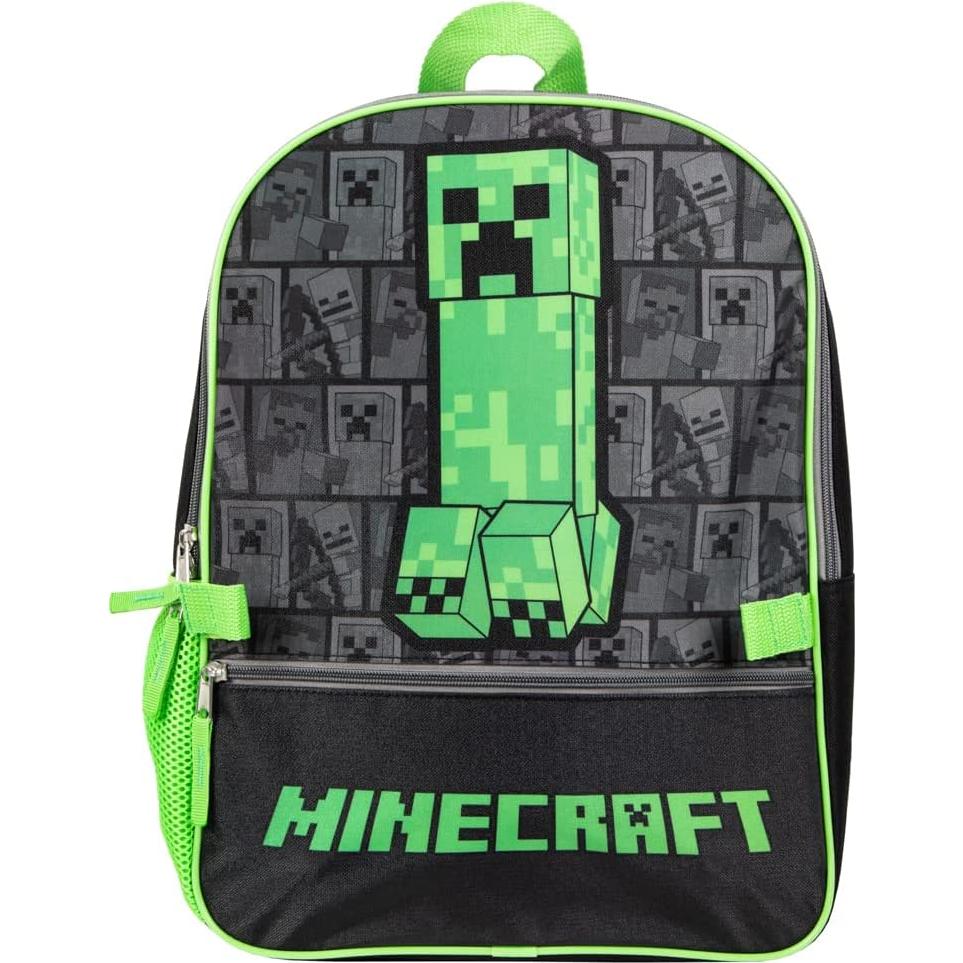 Mochila y caja de almuerzo Minecraft para niños - Verde y negro