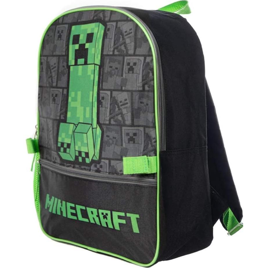 Mochila y caja de almuerzo Minecraft para niños - Verde y negro
