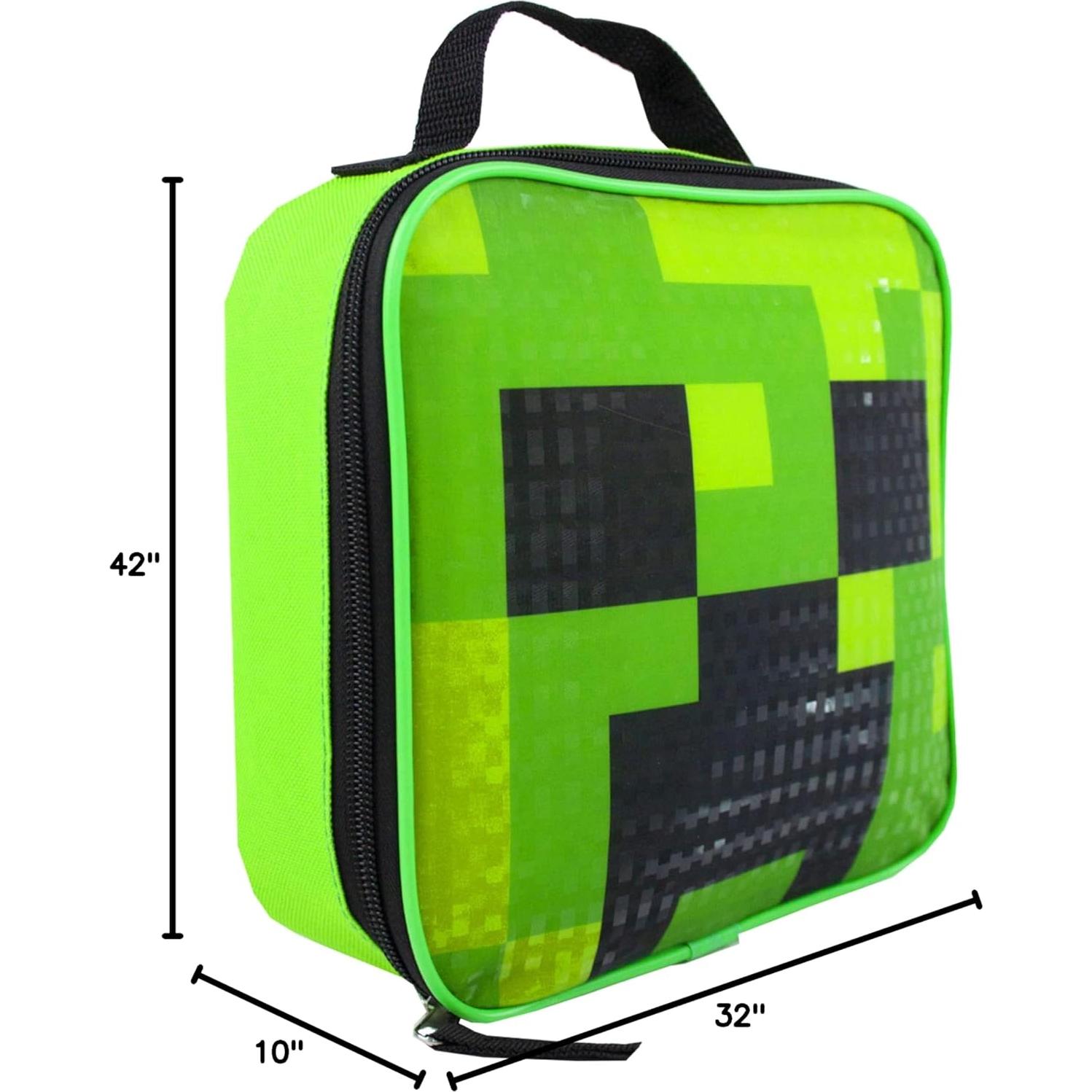 Conjunto Mochila Escolar Minecraft Creeper 5 Piezas Niños