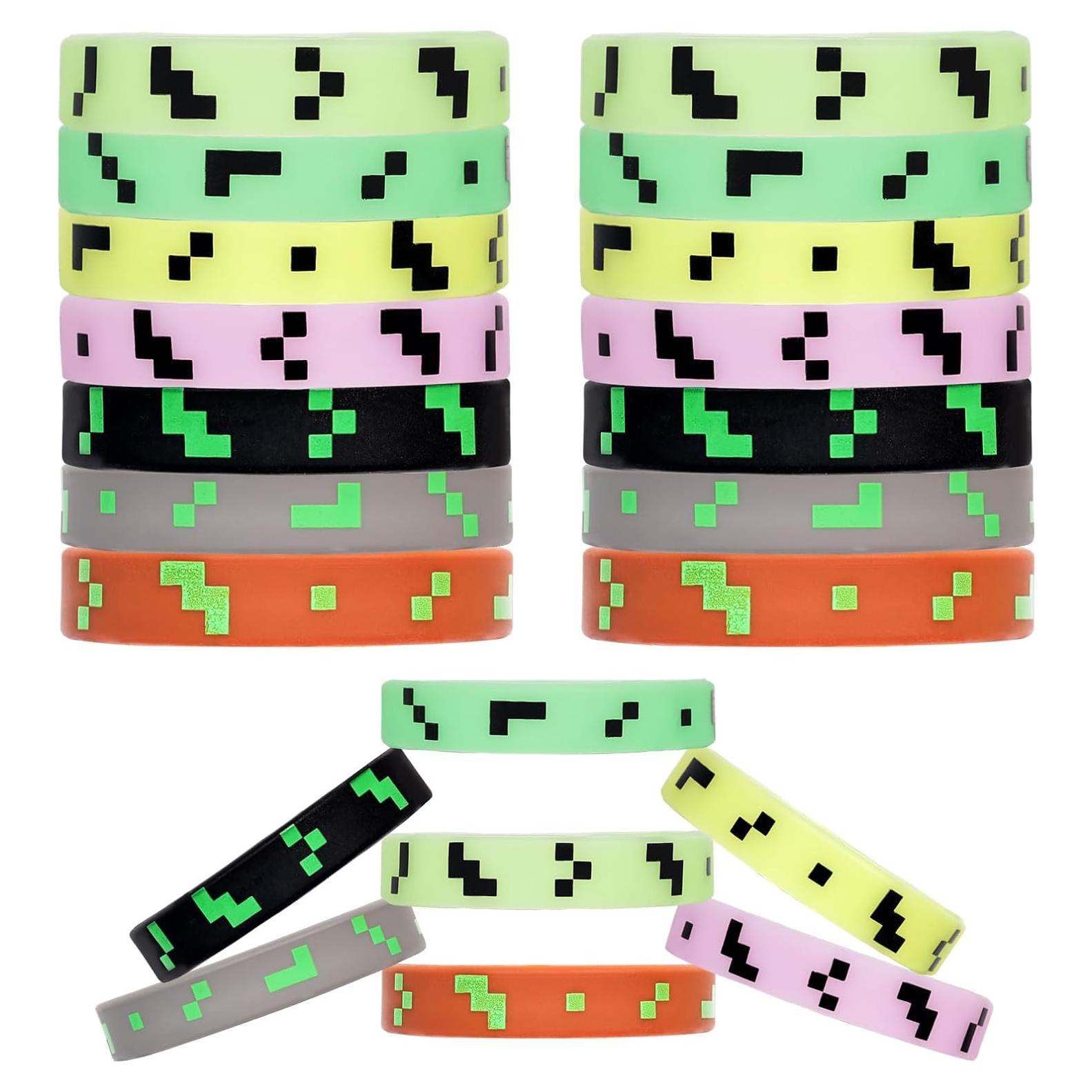 Pulseras de Silicona RUISUER 28 Piezas Brillan en la Oscuridad