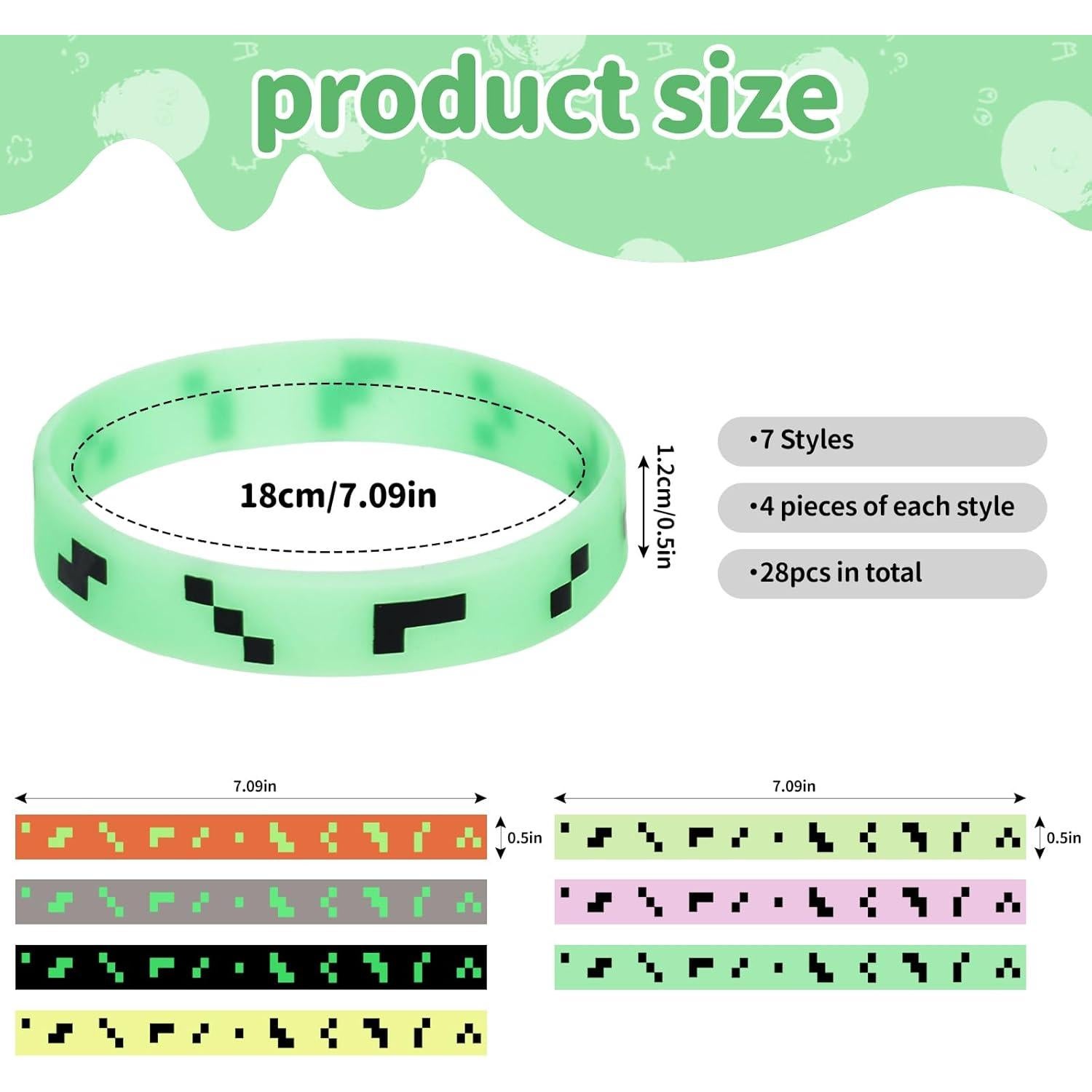 Pulseras de Silicona RUISUER 28 Piezas Brillan en la Oscuridad