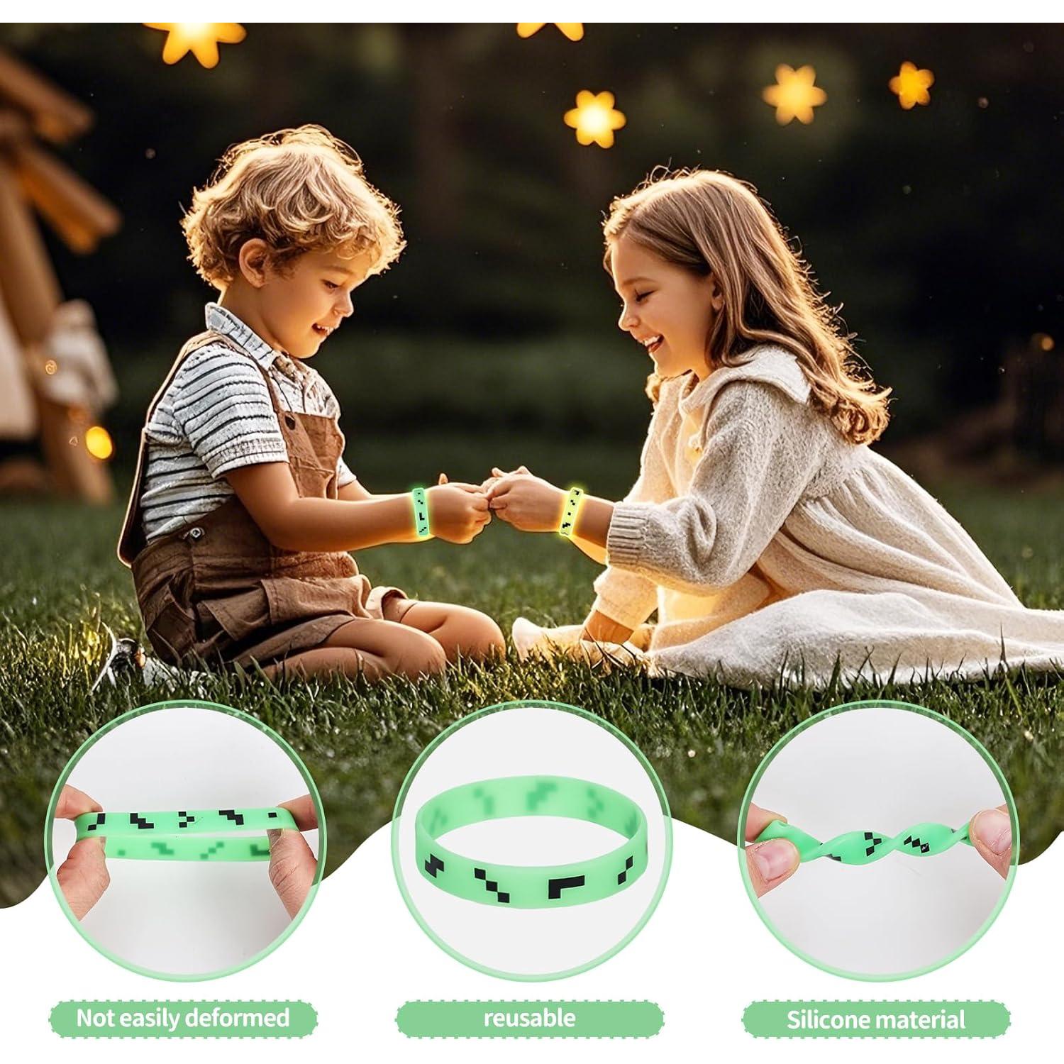 Pulseras de Silicona RUISUER 28 Piezas Brillan en la Oscuridad