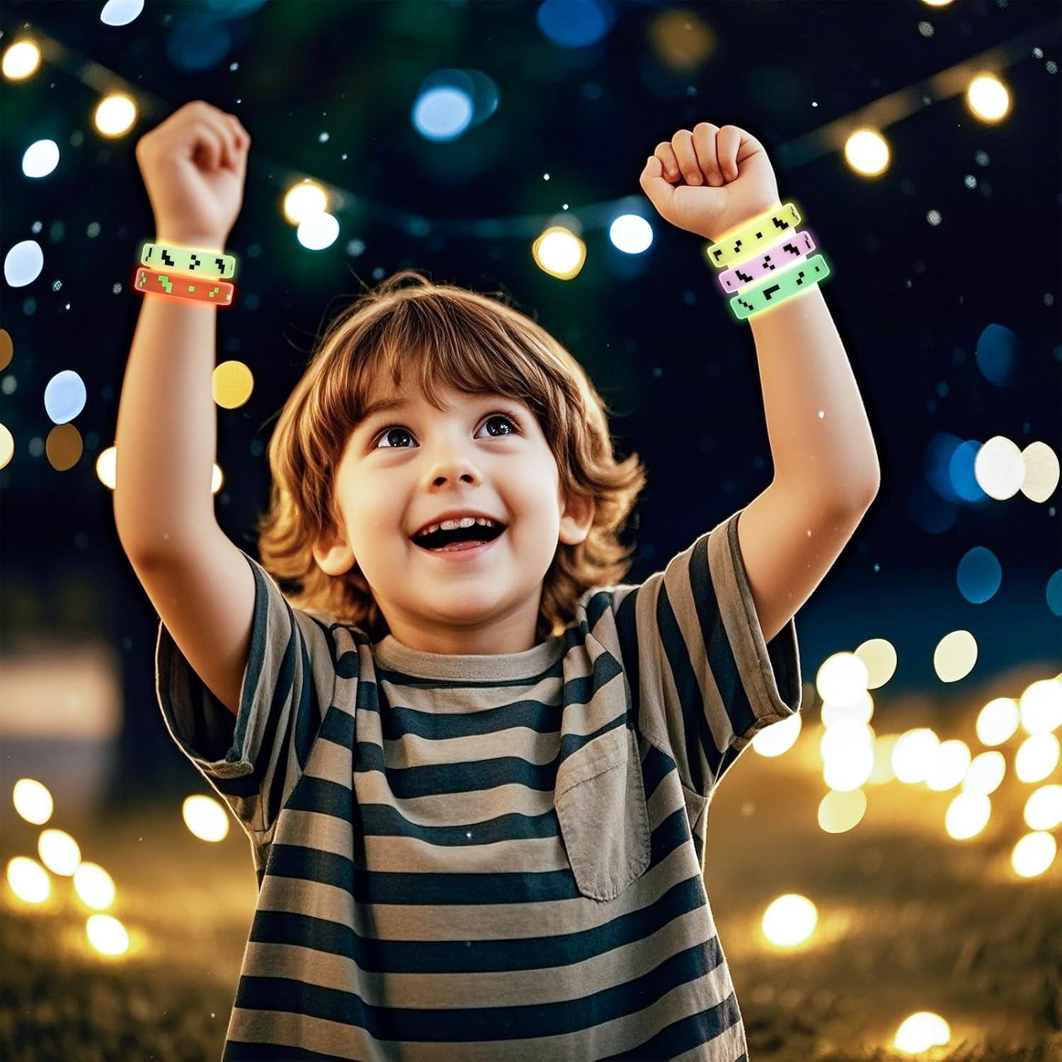 Pulseras de Silicona RUISUER 28 Piezas Brillan en la Oscuridad