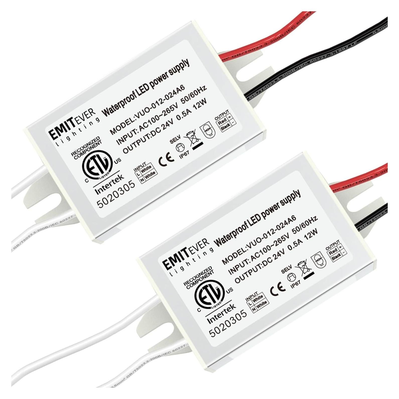 Fuente de Alimentación LED 24V 12W EMITEVER 2-Pack IP67