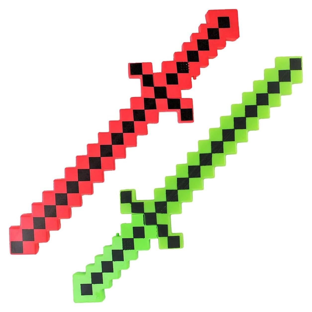 Espada de Juguete Pixelada 60.96 cm - Paquete de 2 - Verde y Rojo
