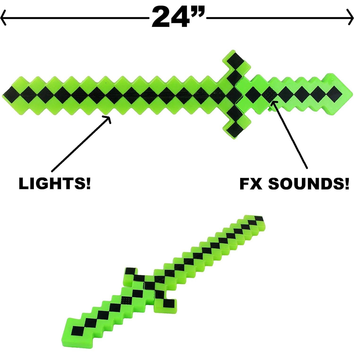 Espada de Juguete Pixelada 60.96 cm - Paquete de 2 - Verde y Rojo