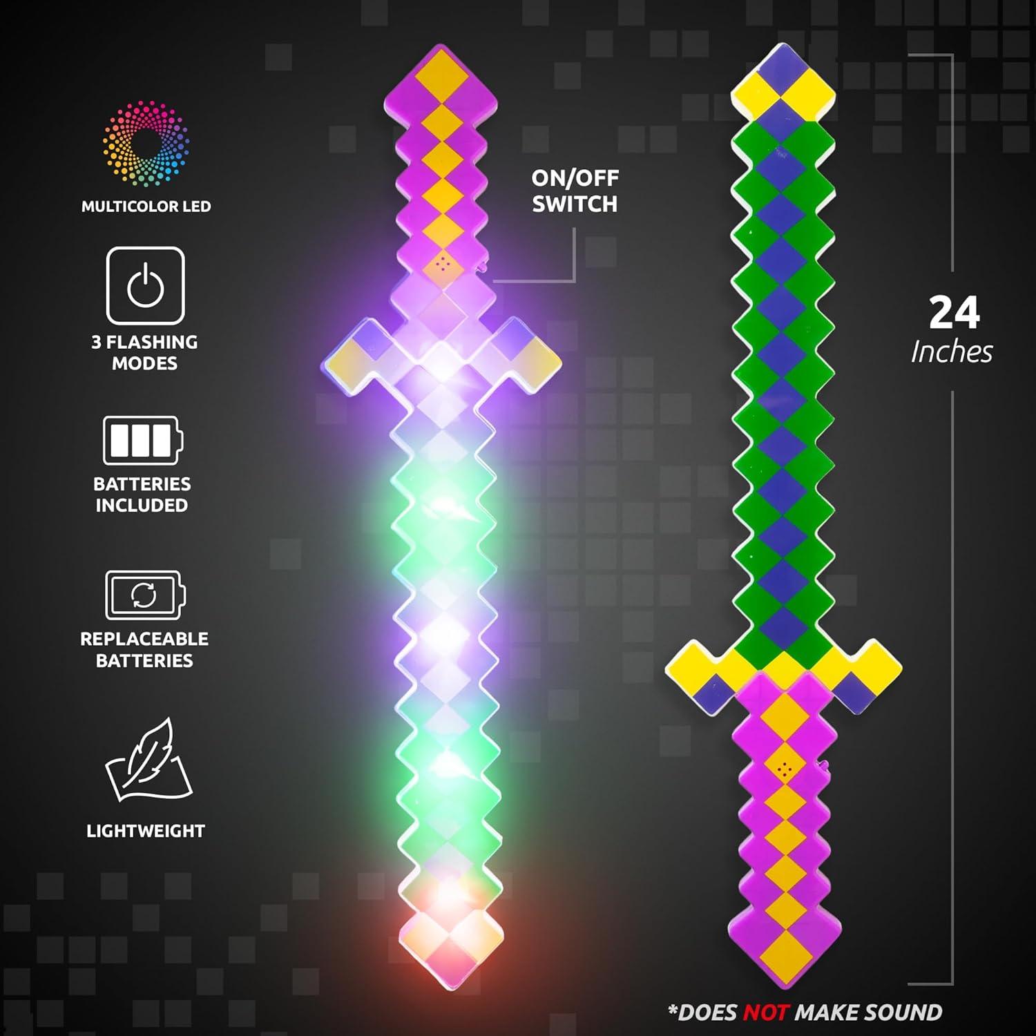 Espada Pixel LED 61cm Windy City Novelties - Multicolor para fiestas