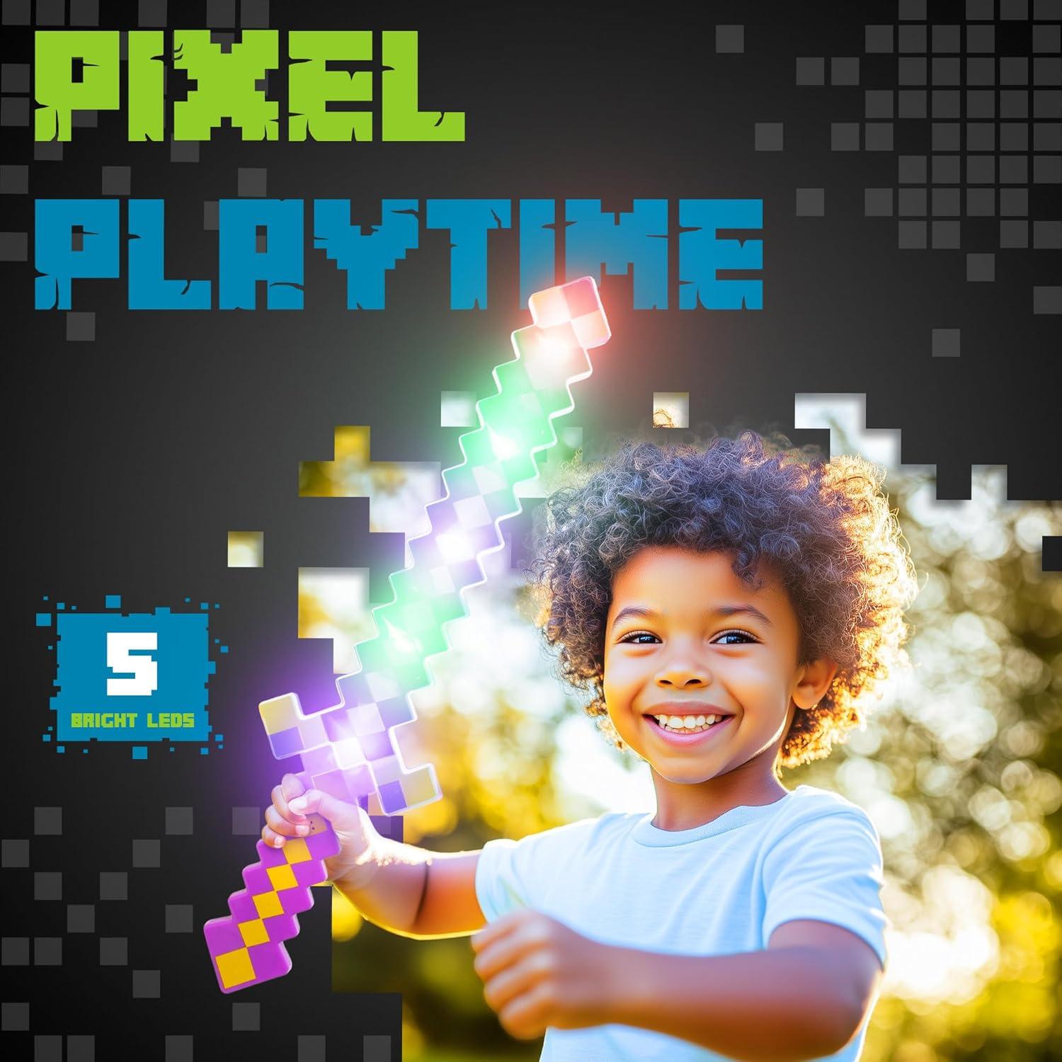 Espada Pixel LED 61cm Windy City Novelties - Multicolor para fiestas