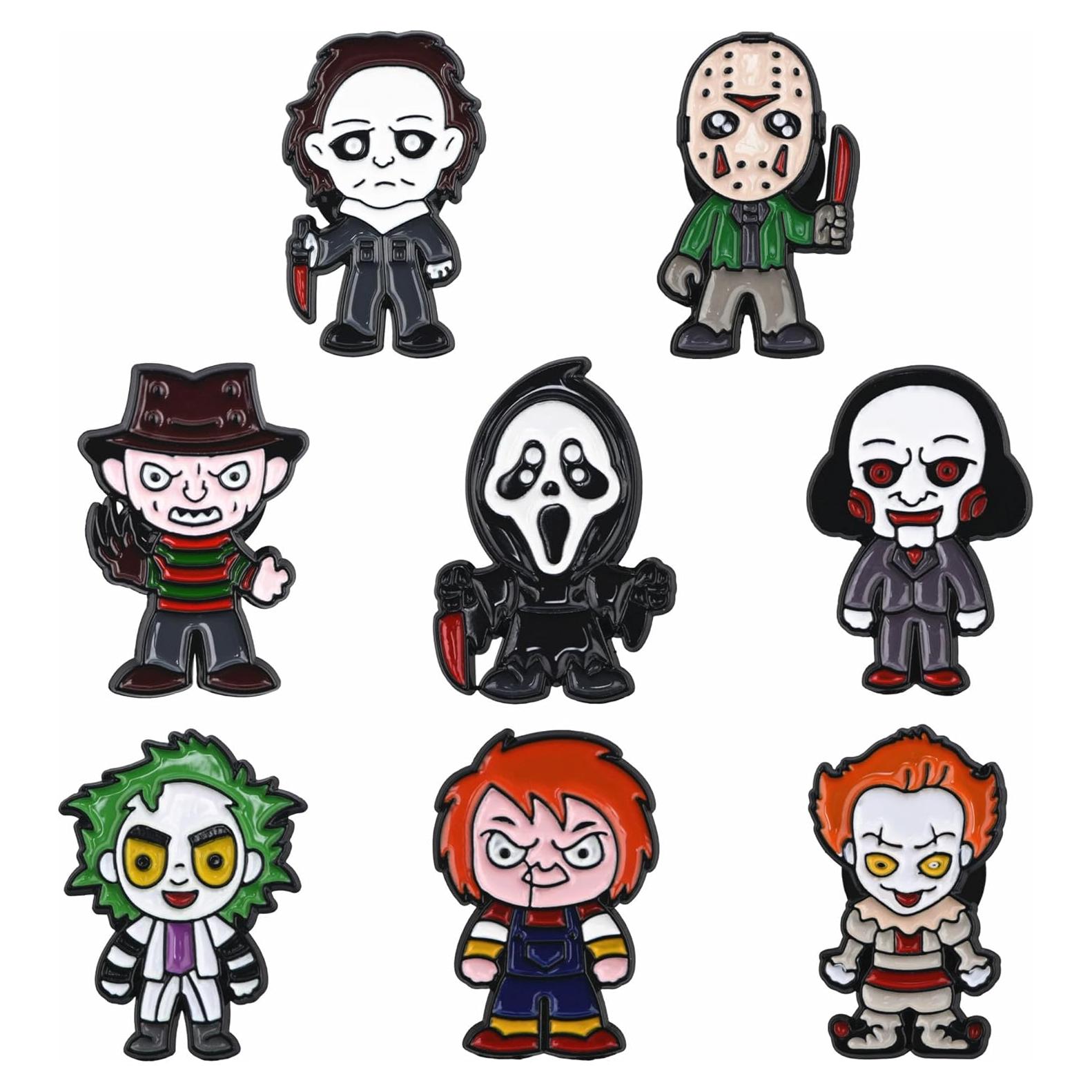 Pins de Esmalte de Personajes de Terror - 8 Estilos