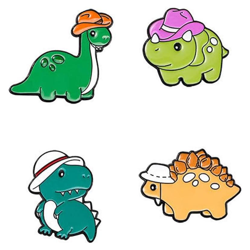 Juego de 4 Pines de Esmalte de Dinosaurios Lindos - Accesorios