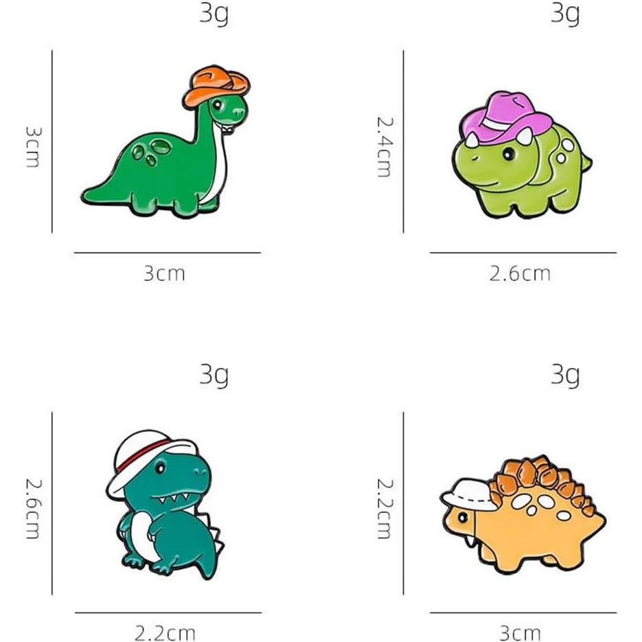 Juego de 4 Pines de Esmalte de Dinosaurios Lindos - Accesorios