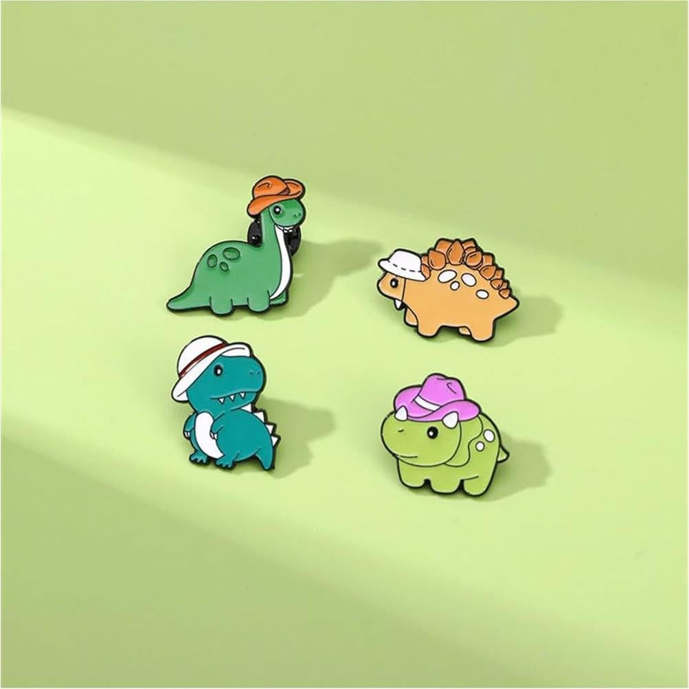 Juego de 4 Pines de Esmalte de Dinosaurios Lindos - Accesorios