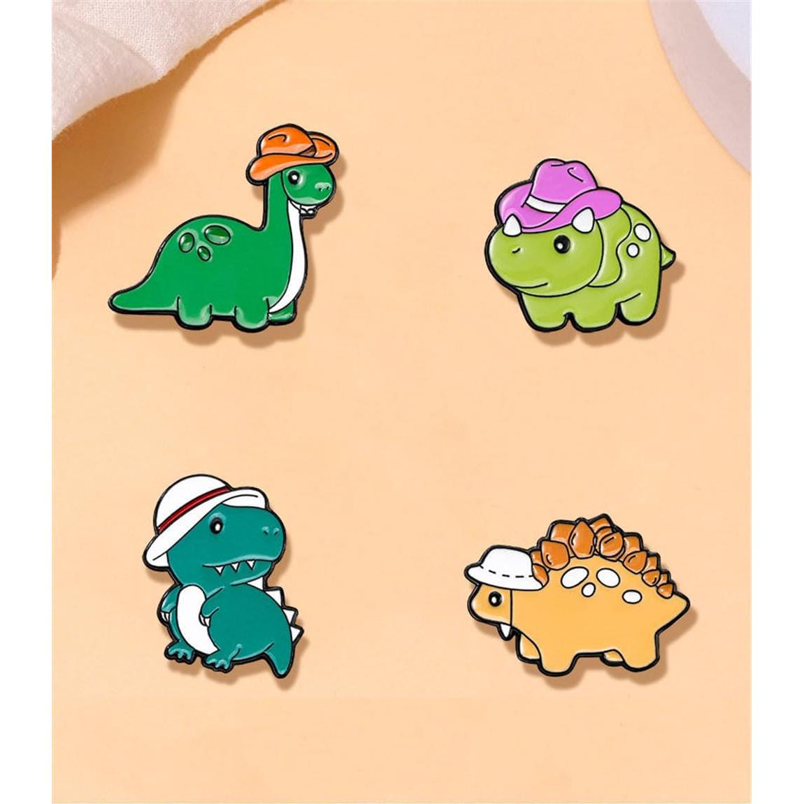 Juego de 4 Pines de Esmalte de Dinosaurios Lindos - Accesorios