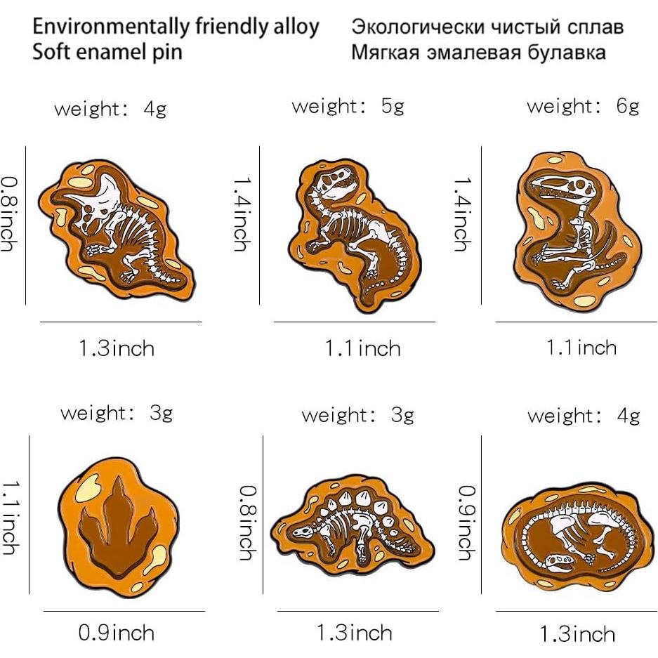 Conjunto de Pines de Solapa ROFARSO Dinosaurios Esmalte 12.5cm