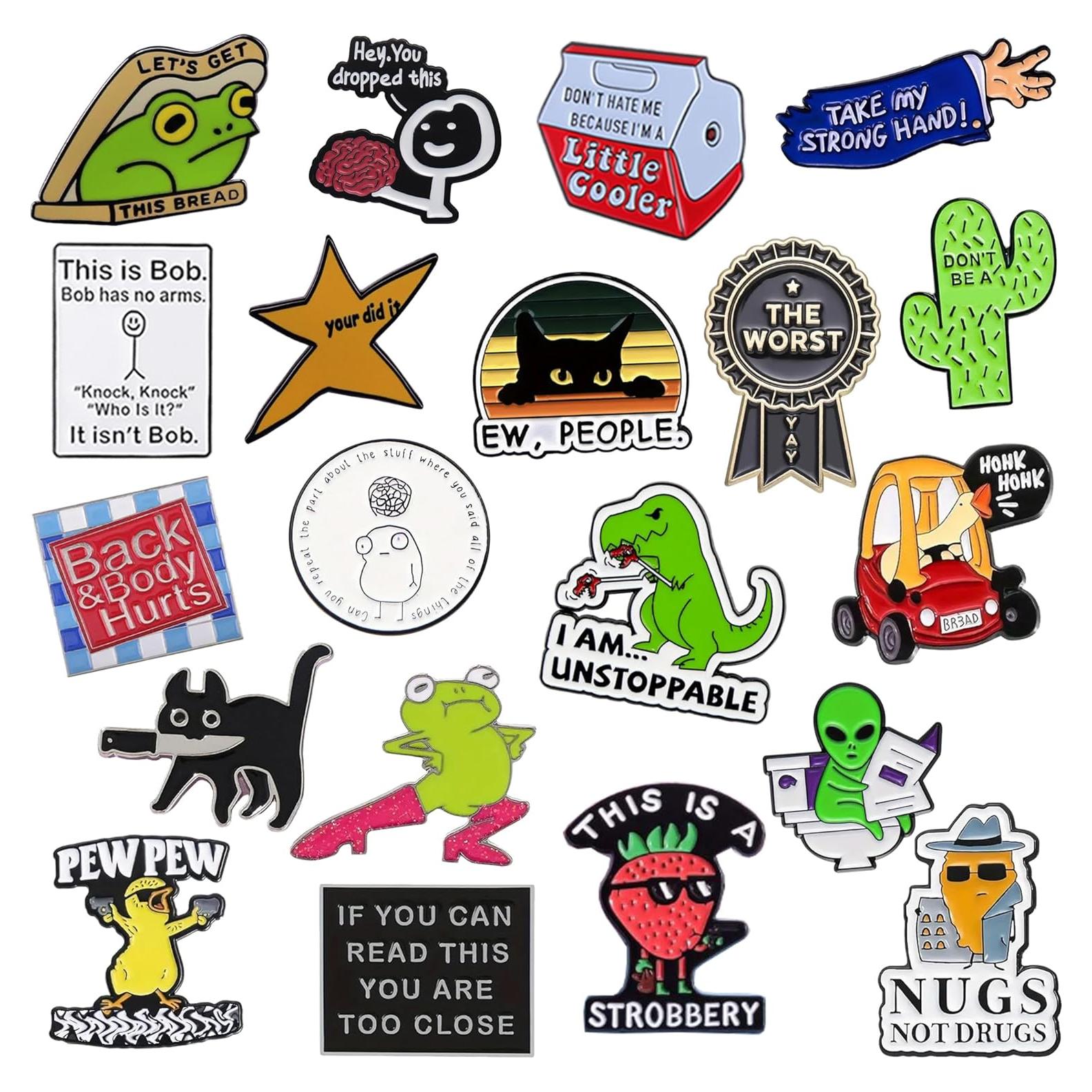 Conjunto de 20 Pines de Esmalte Divertidos SOWPOPY