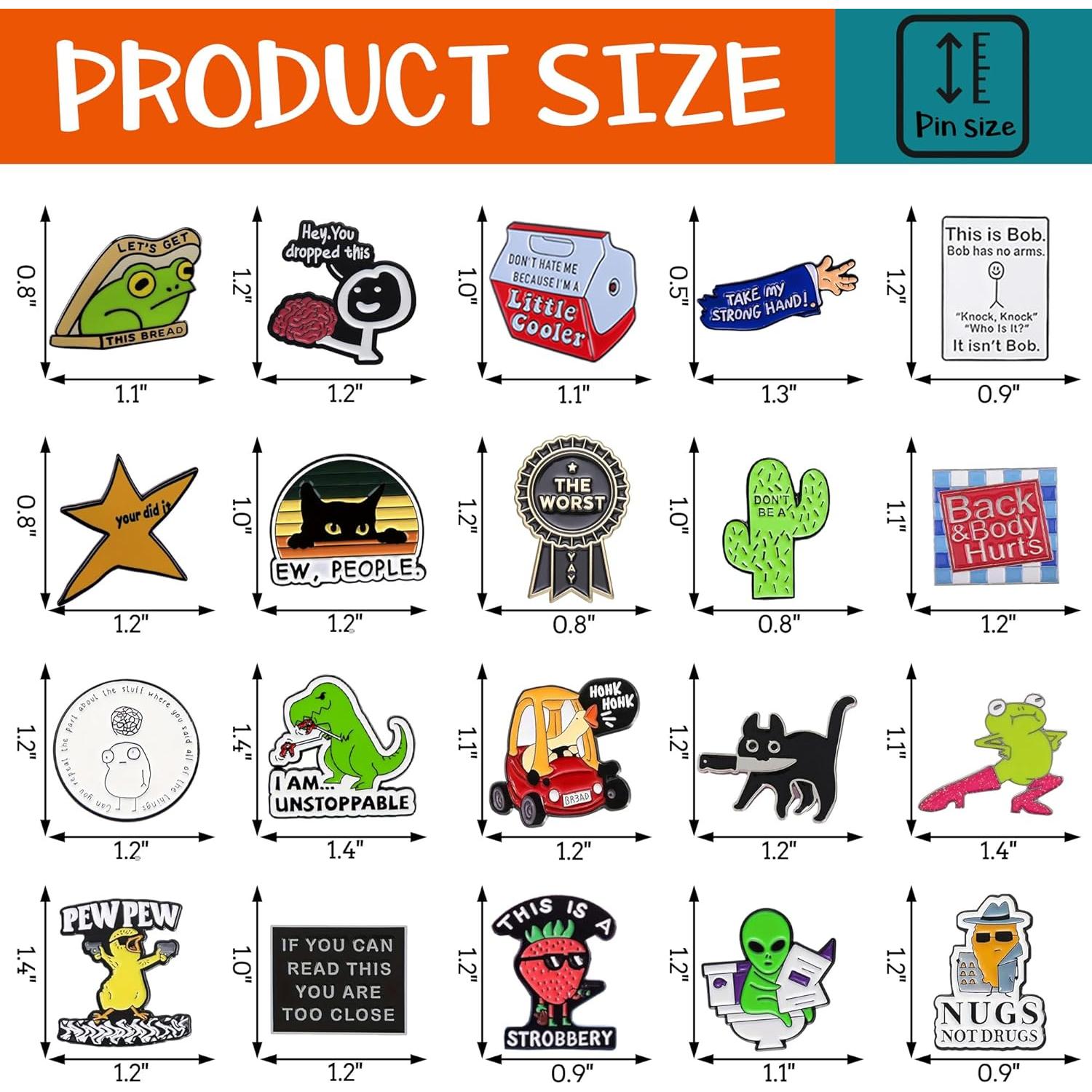 Conjunto de 20 Pines de Esmalte Divertidos SOWPOPY