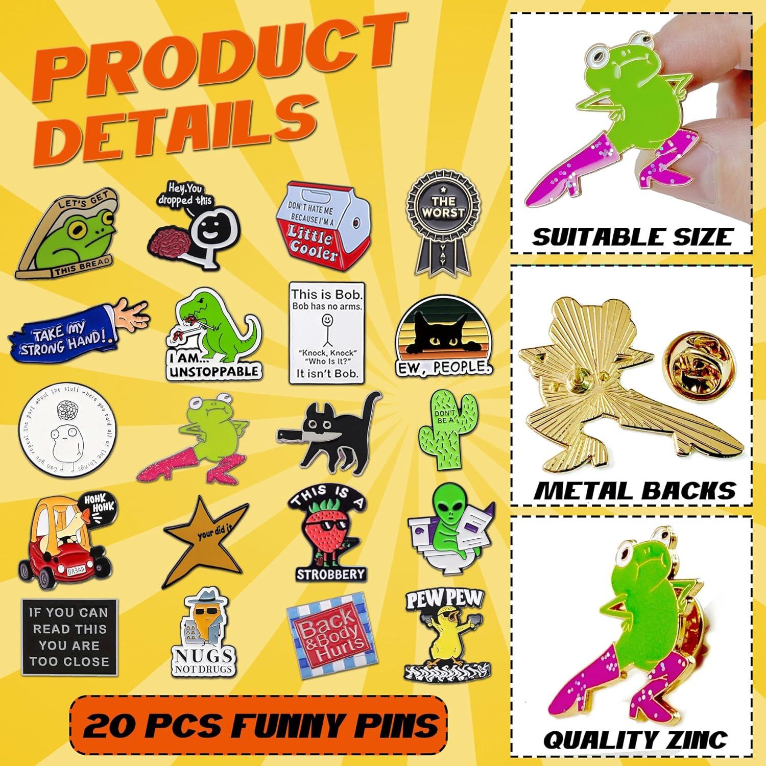 Conjunto de 20 Pines de Esmalte Divertidos SOWPOPY