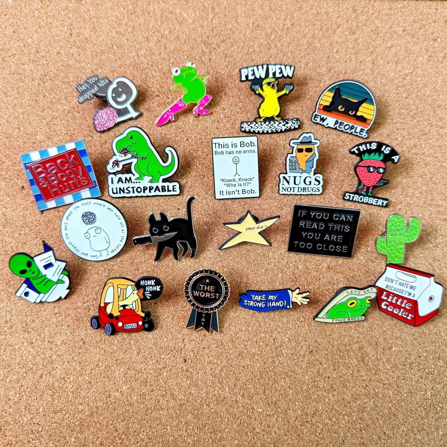 Conjunto de 20 Pines de Esmalte Divertidos SOWPOPY